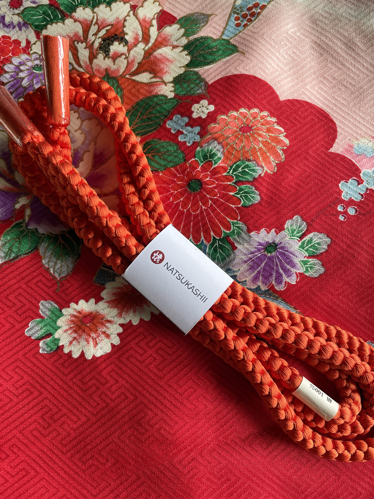Bright orange-red (unused) Obijime cord