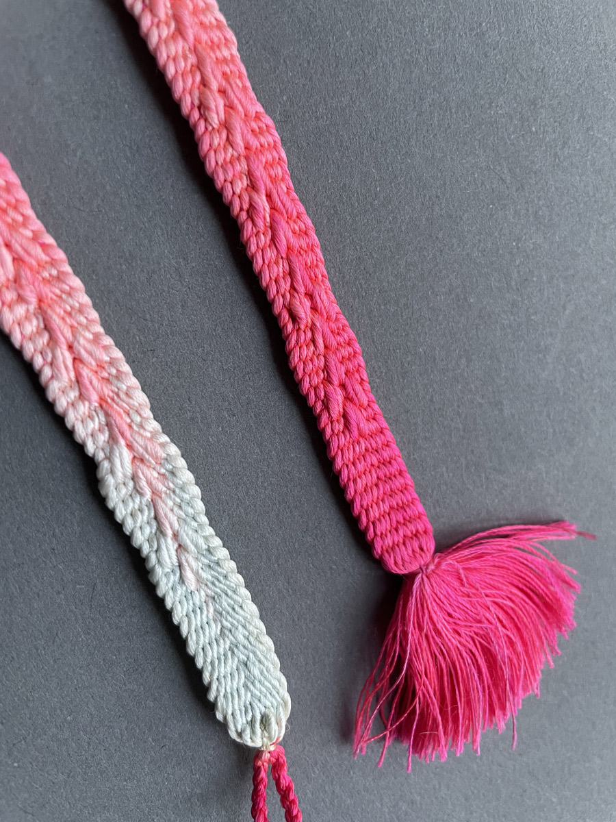 Small silk Haori himo cord in bright pink