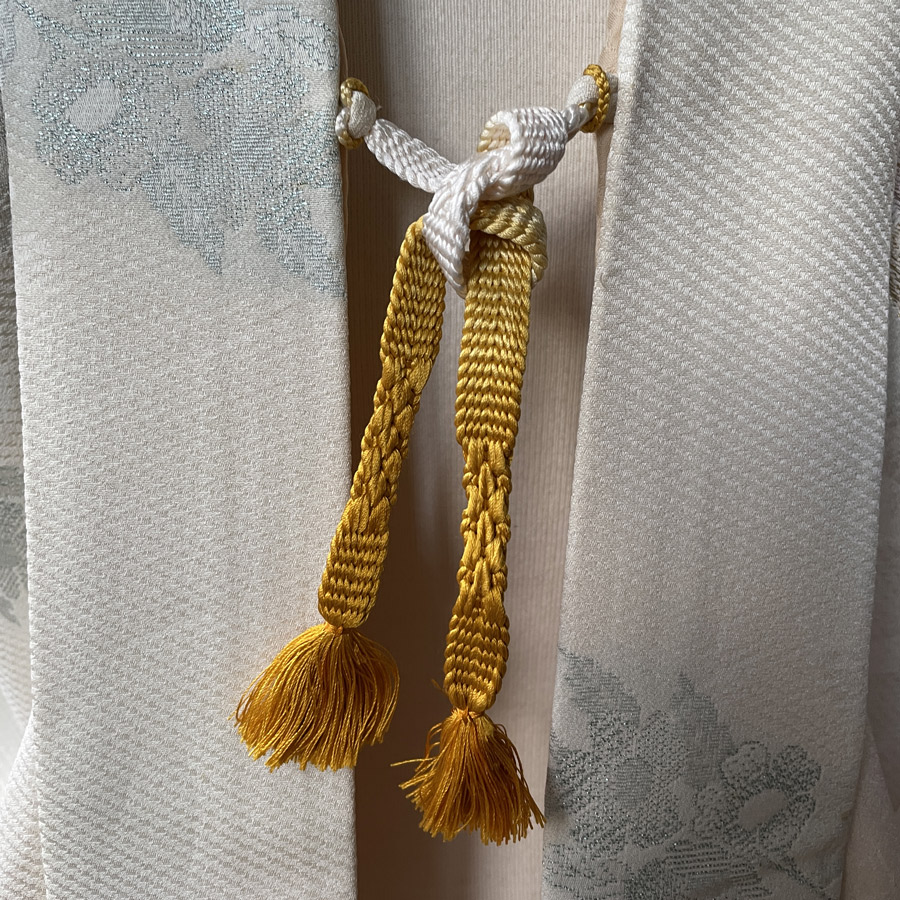 Silk haori himo cord in ocher yellow