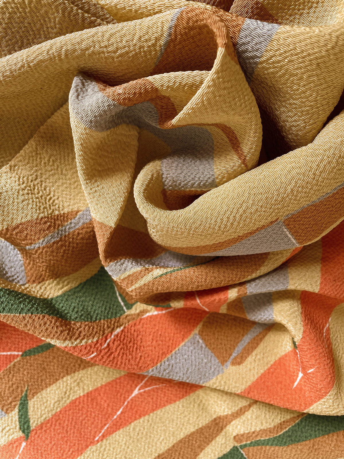 Silk Furoshiki (wrapping cloth) with bamboo print