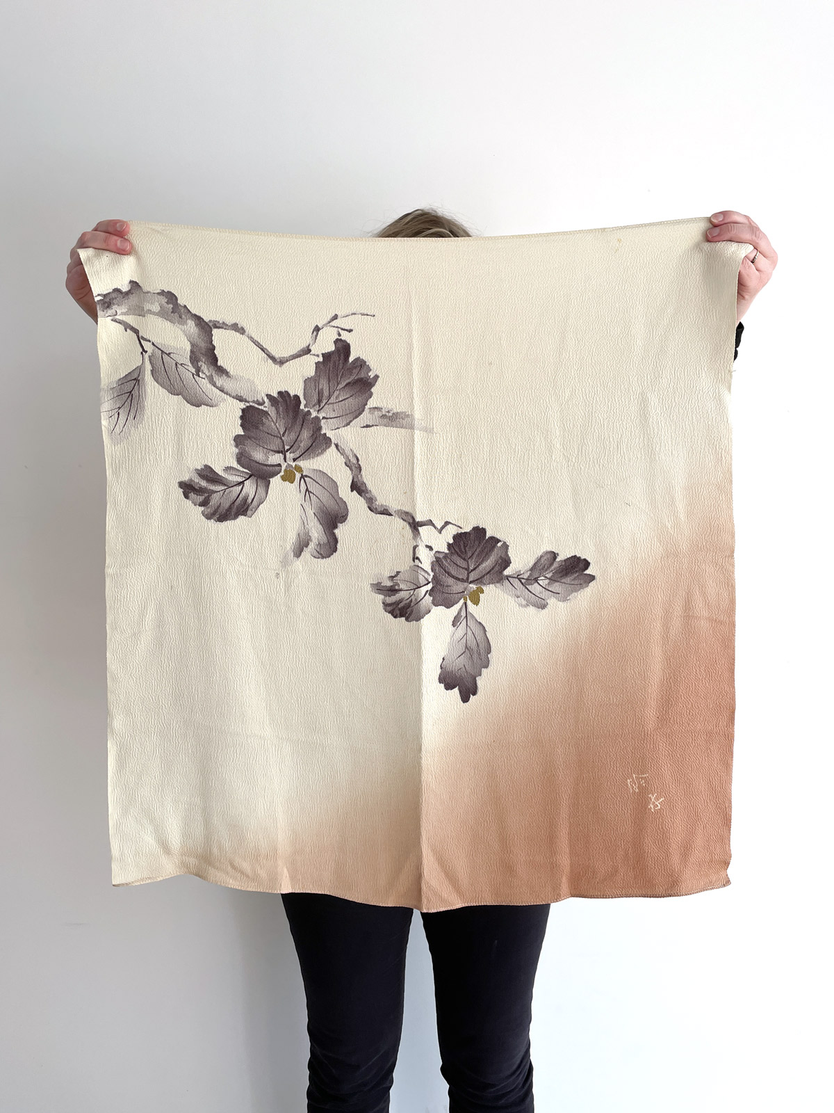 Soft silk Furoshiki with handpainted design