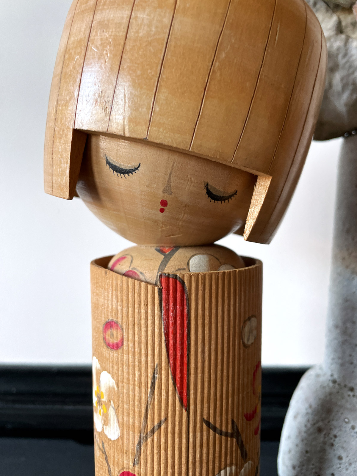 Vintage handmade kokeshi doll by Tanaka Kojo