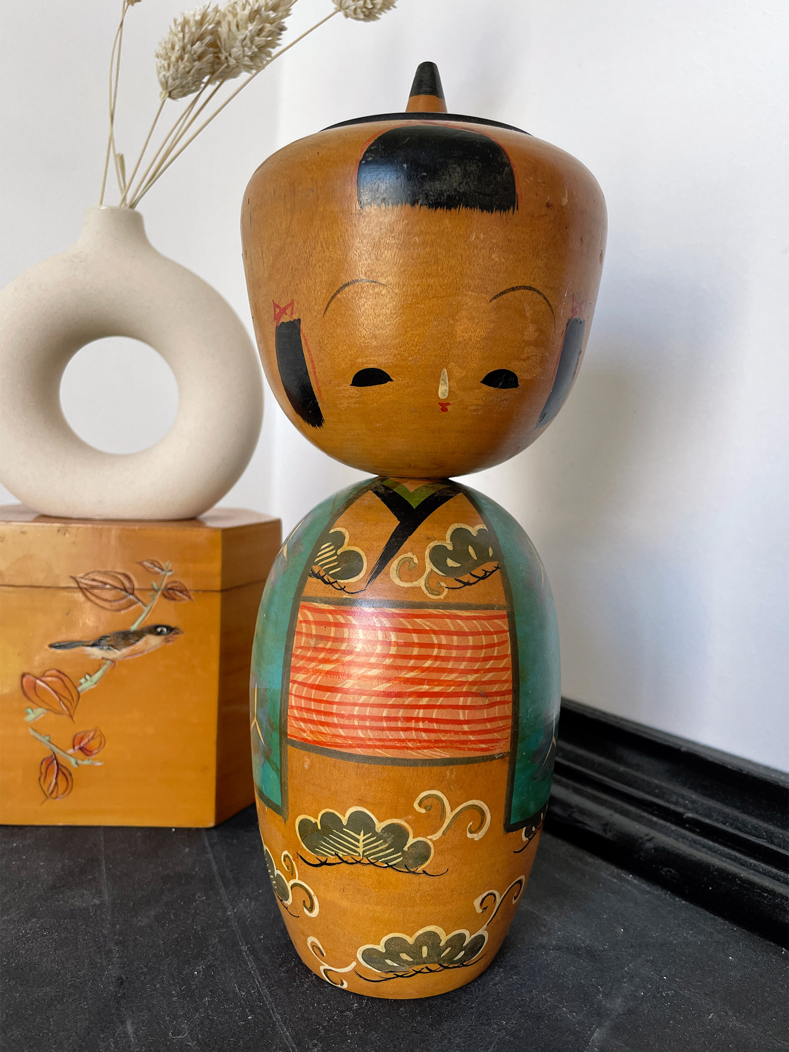Vintage wobble-head Kokeshi doll