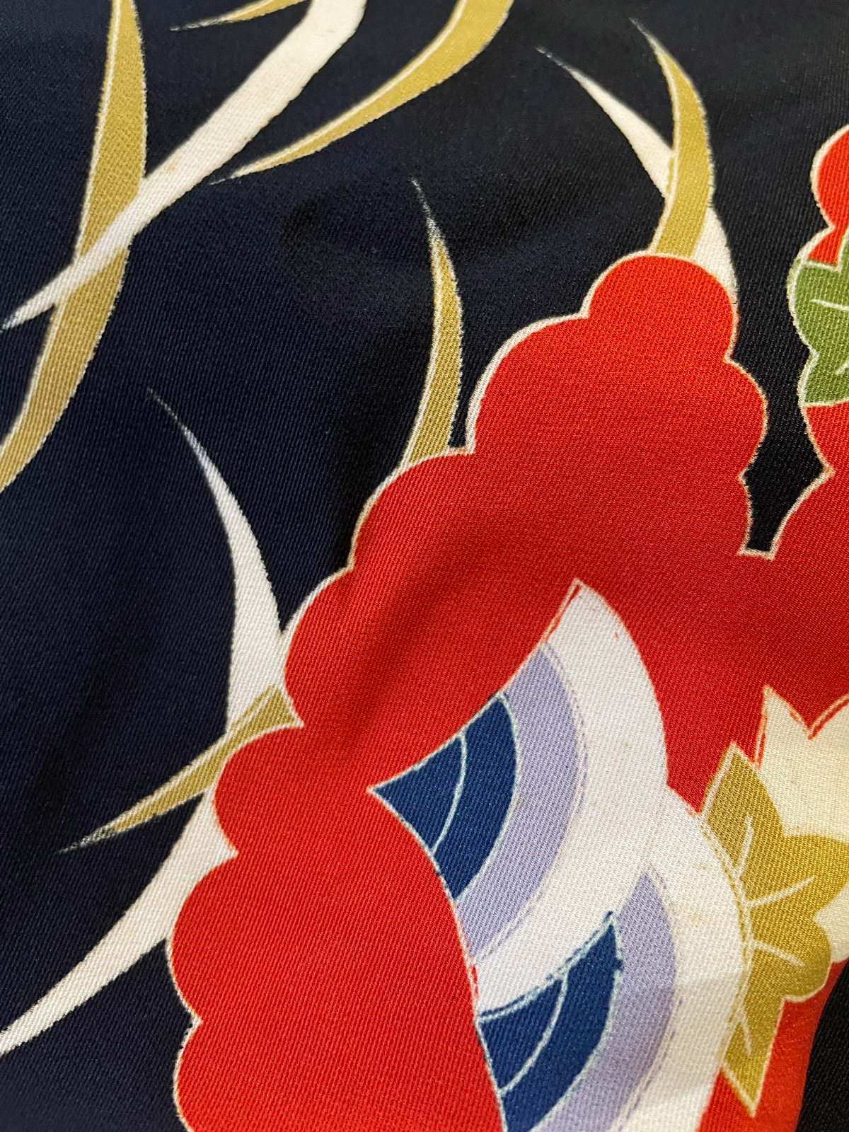Chiyoko – black silk Haori (Kimono jacket) with colorful design