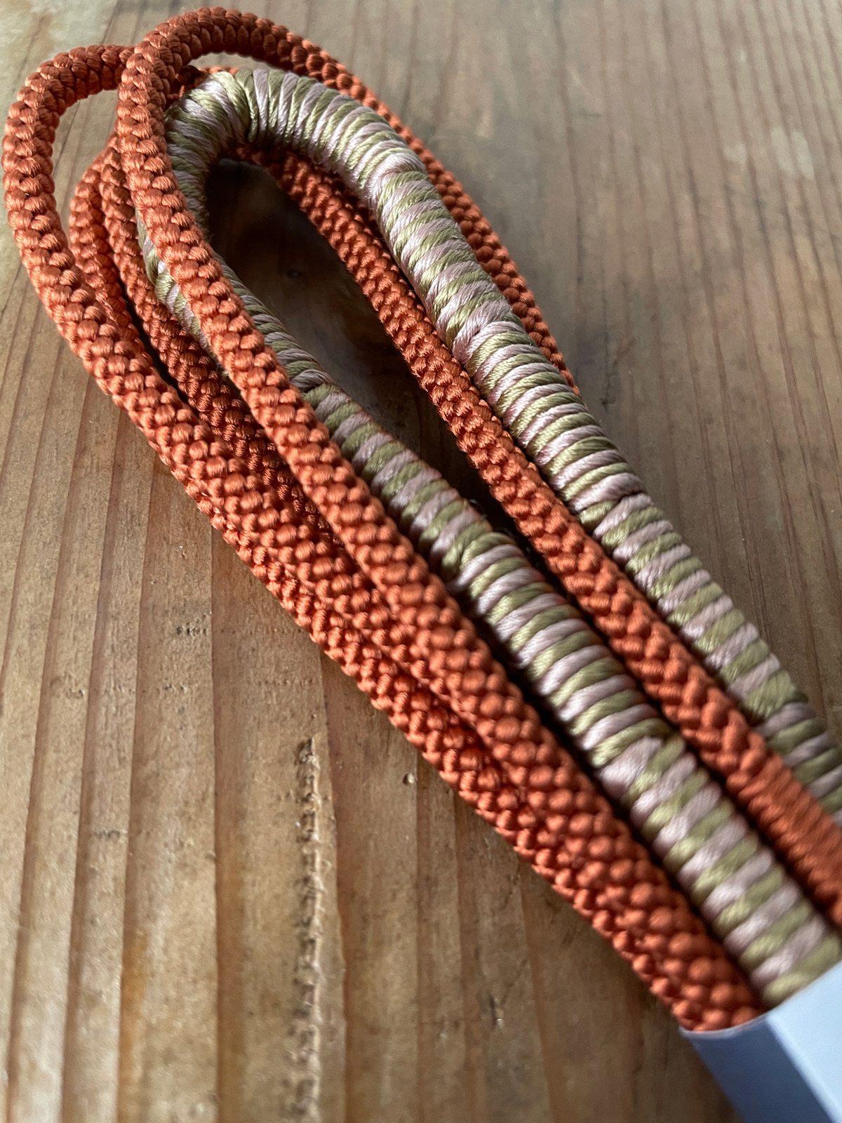 Silk Obijime, double cord in terra brown