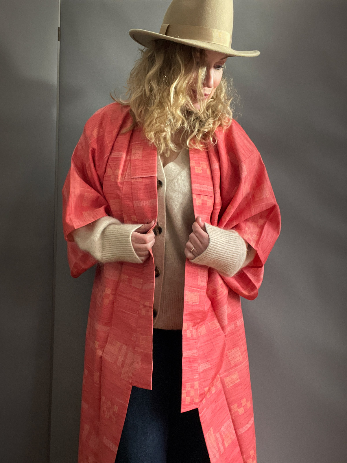 Mamiko – wool Ikat woven long Kimono