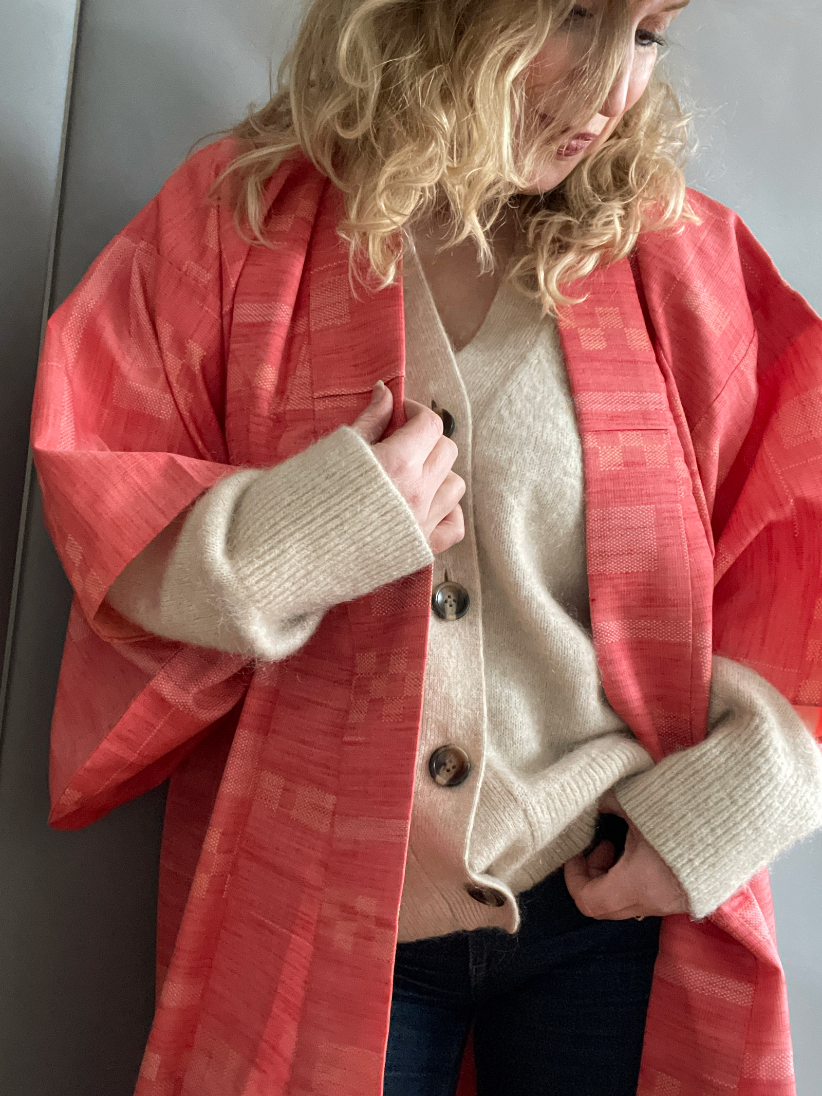 Mamiko – wool Ikat woven long Kimono