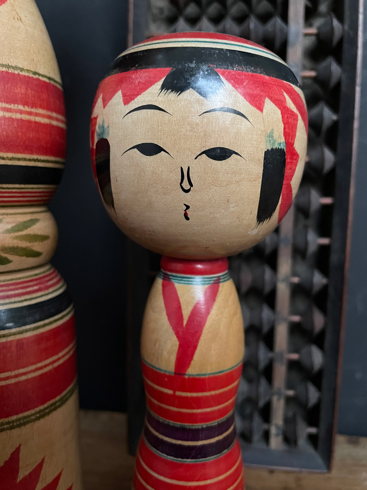 Vintage traditional Kokeshi set in Yajiro style