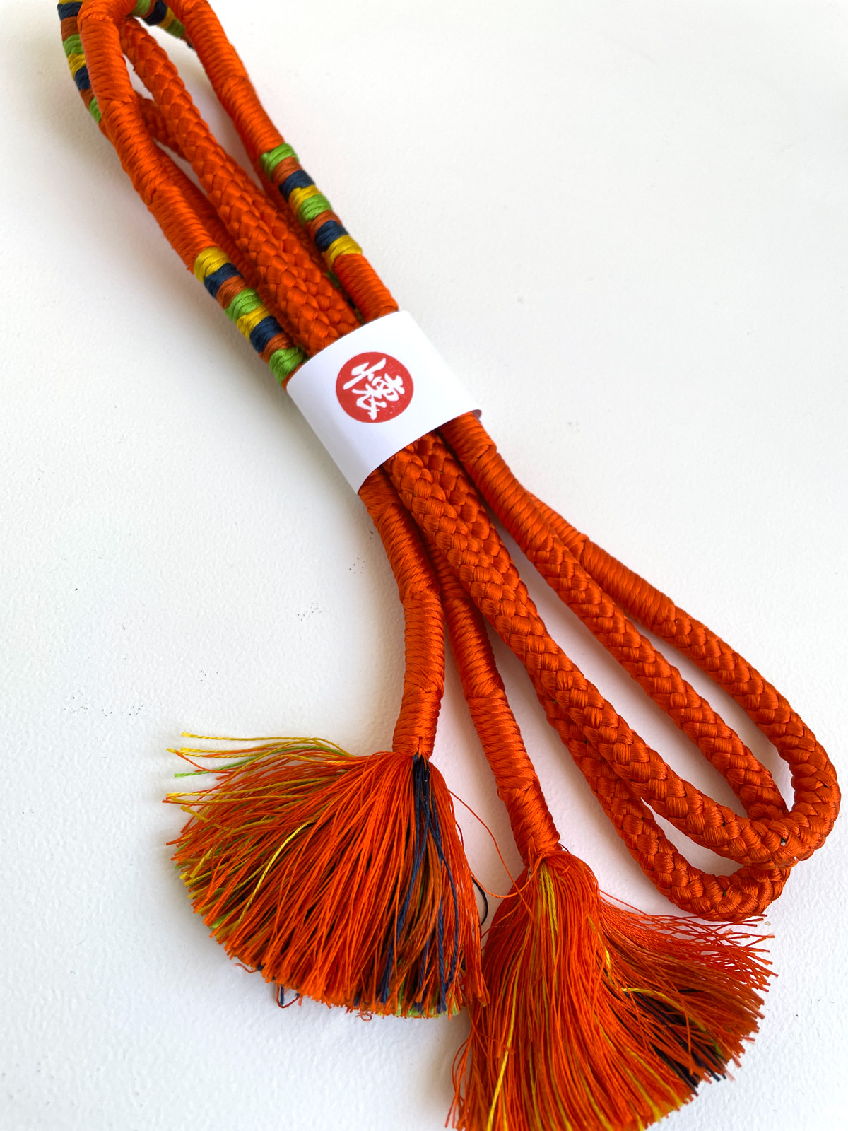 Vintage silk Obijime cord in bright orange