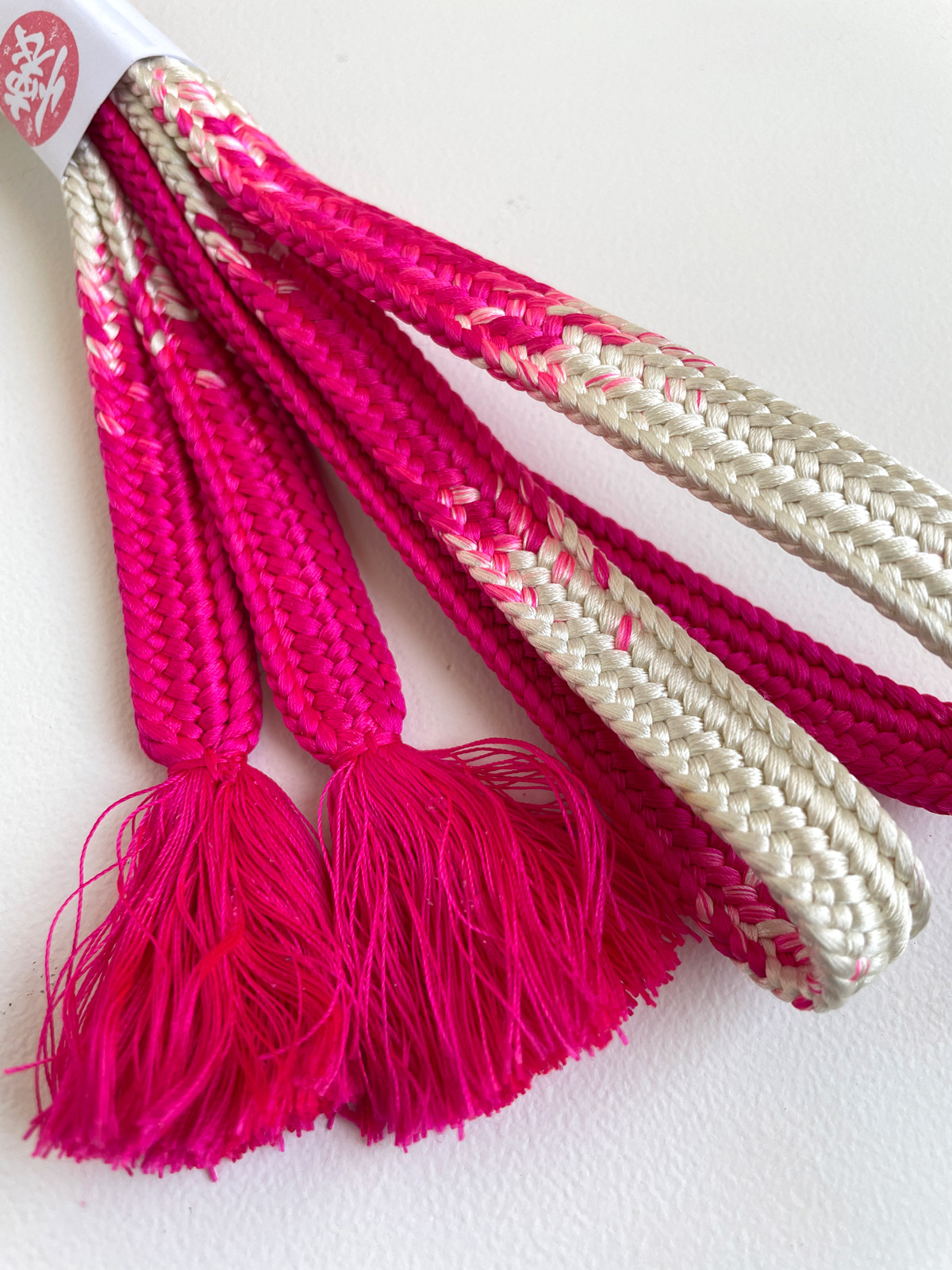 Vintage Silk Obijime Cord – Pink and beige