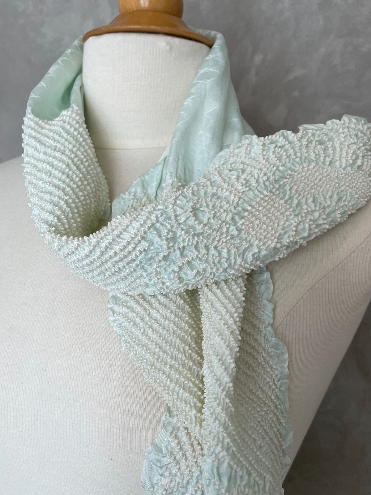 Vintage silk scarf – icy blue Shibori