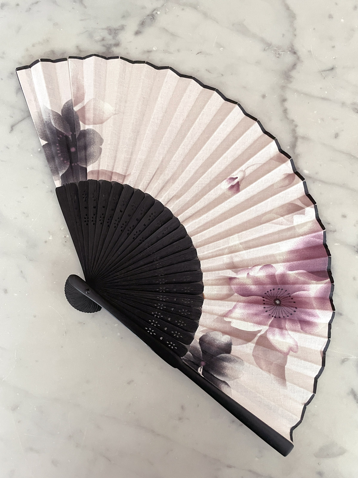 SOLD ~ Vintage Japanese Silk & Bamboo handfan (Sensu) – flowers