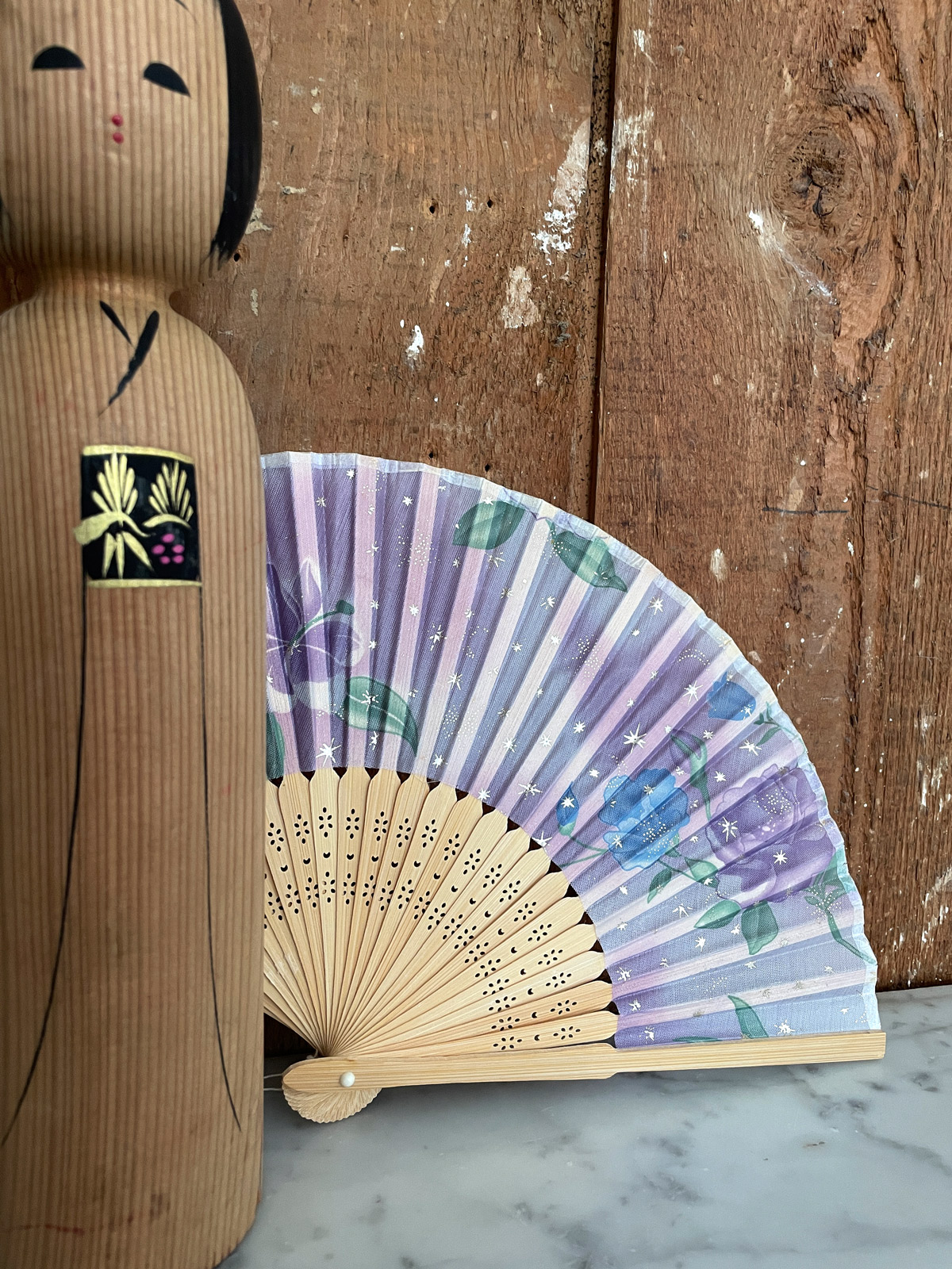 Vintage Japanese Silk & bamboo handfan (Sensu) – Lilac
