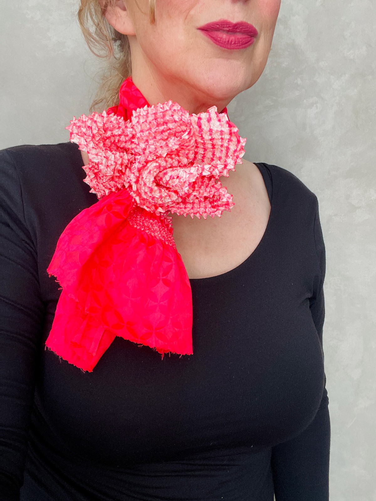 Vintage silk scarf – Raspberry Shibori