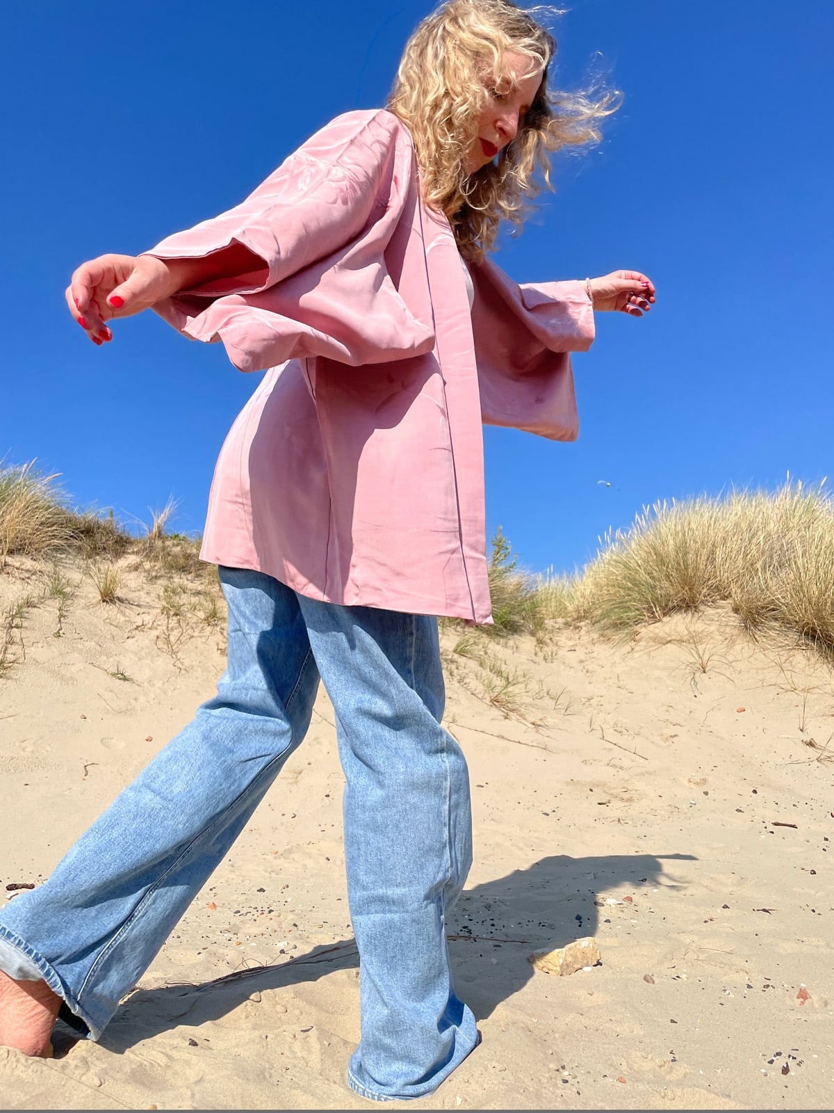 SHIO – unworn vintage silk Haori Kimono in dusty pink