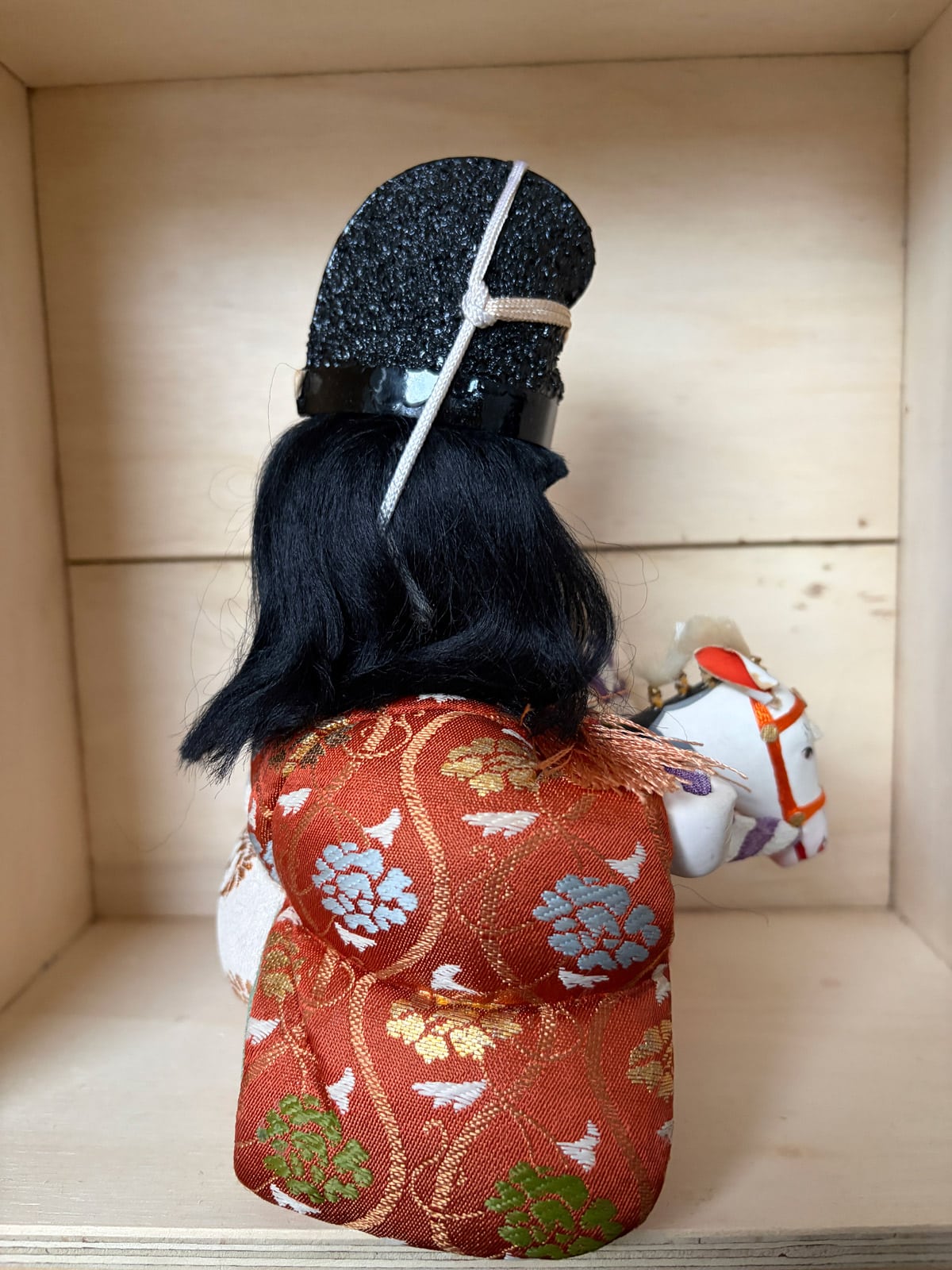 Vintage handcrafted Kimekomi doll with horse netherlands japan natsukashii kimono