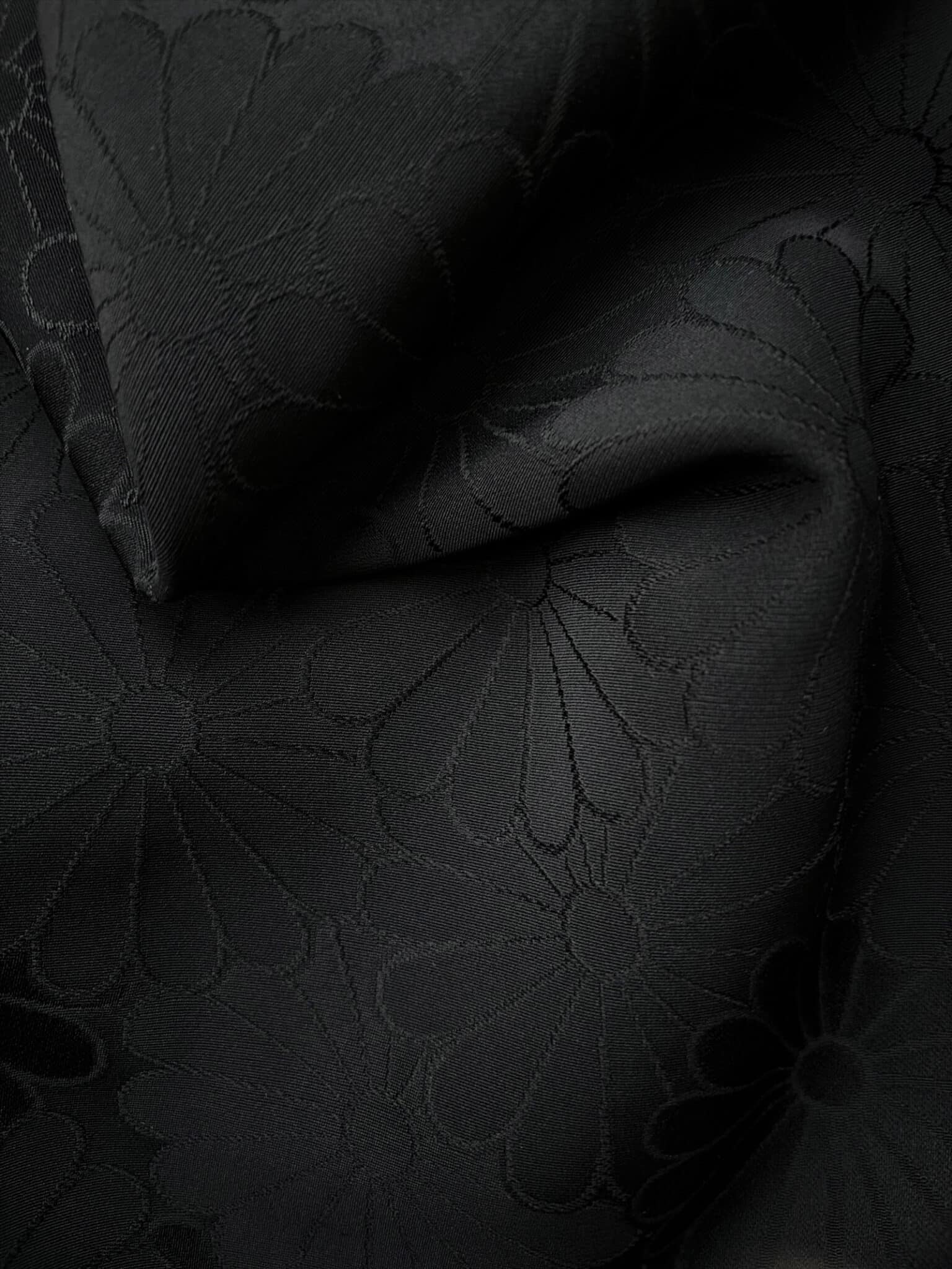 vintage black Haori woven imperial crest flower pattern natsukashii kimono netherlands