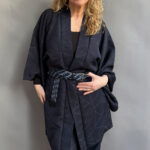 YORU – Vintage silk Haori (Kimono jacket) in night blue – SOLD