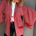 MAYA – silk red Shibori Haori ~ SOLD