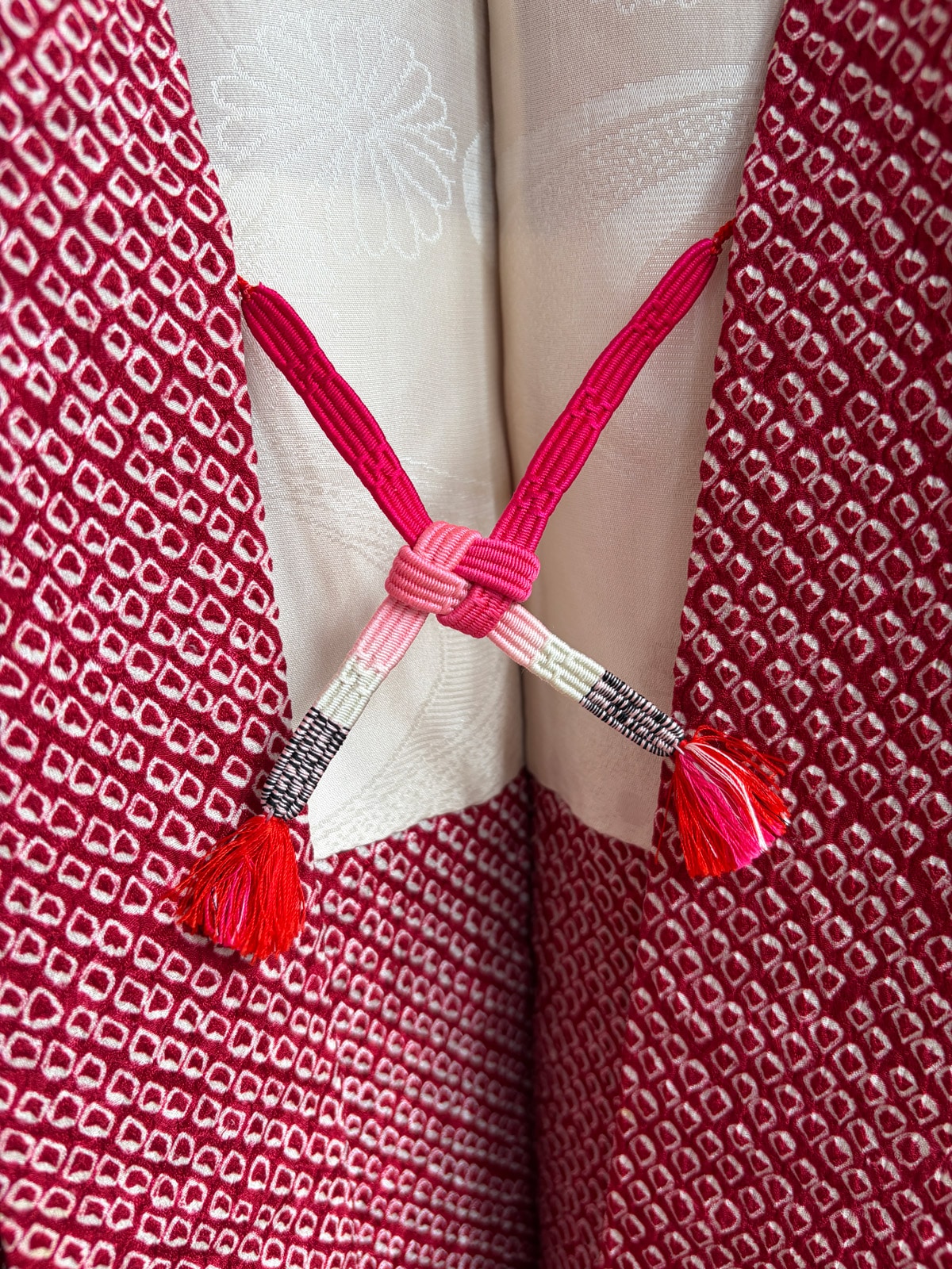 MAYA – silk red Shibori Haori ~ SOLD