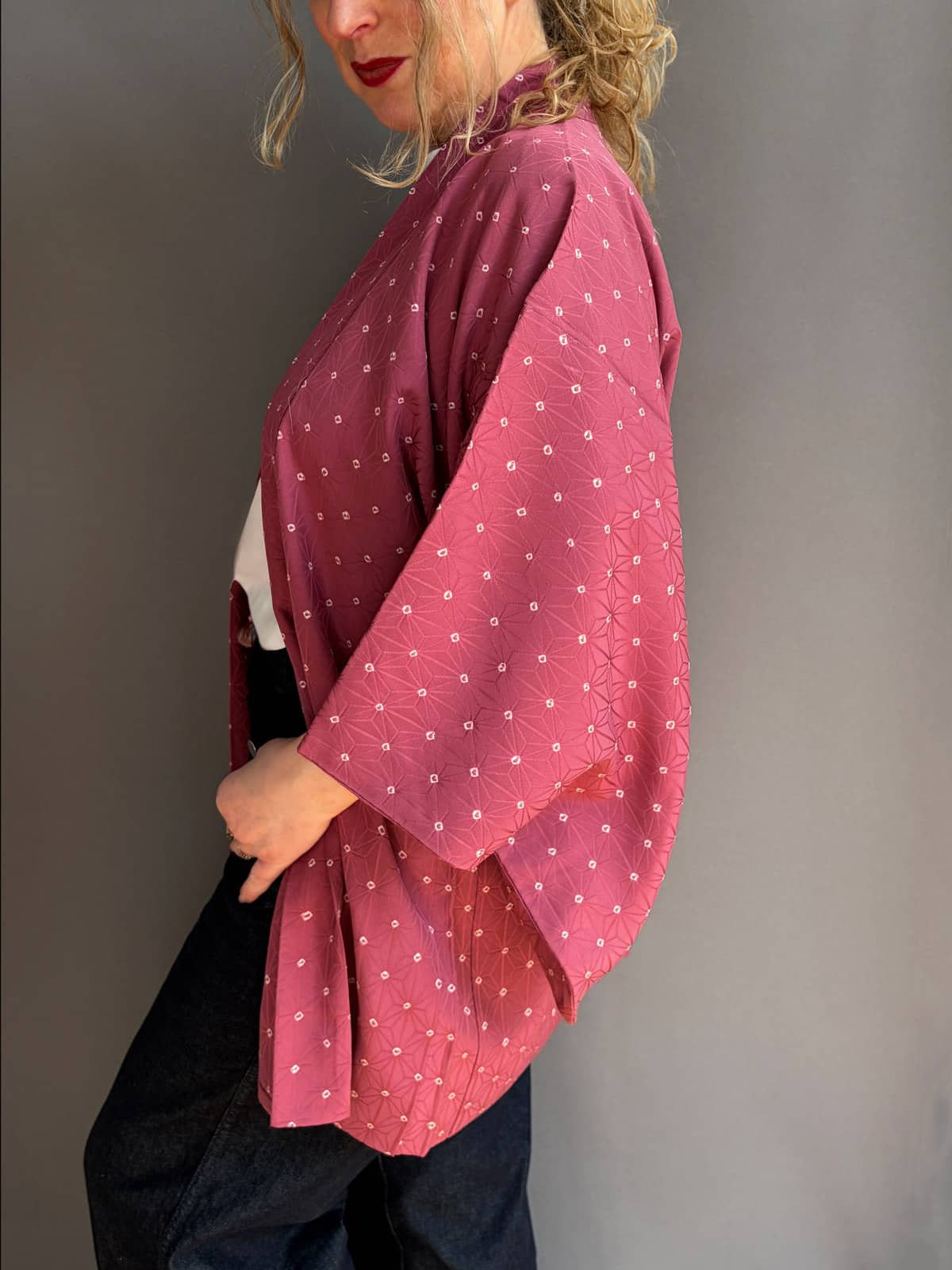 ASANOHA – Vintage silk Haori Kimono jacket with Shibori details
