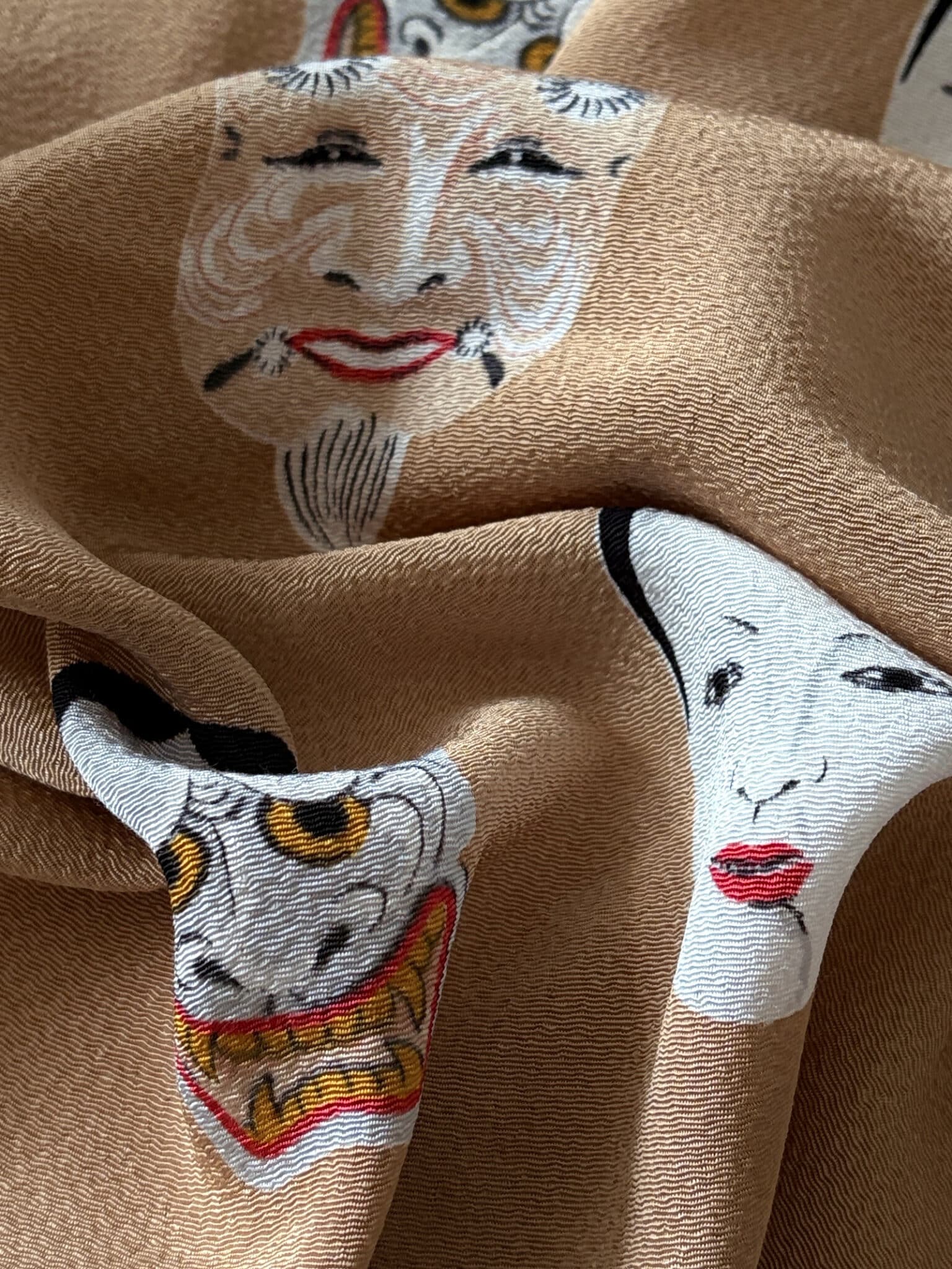 Vintage Furoshiki wrapping cloth design of Noh masks netherlands natsukashii