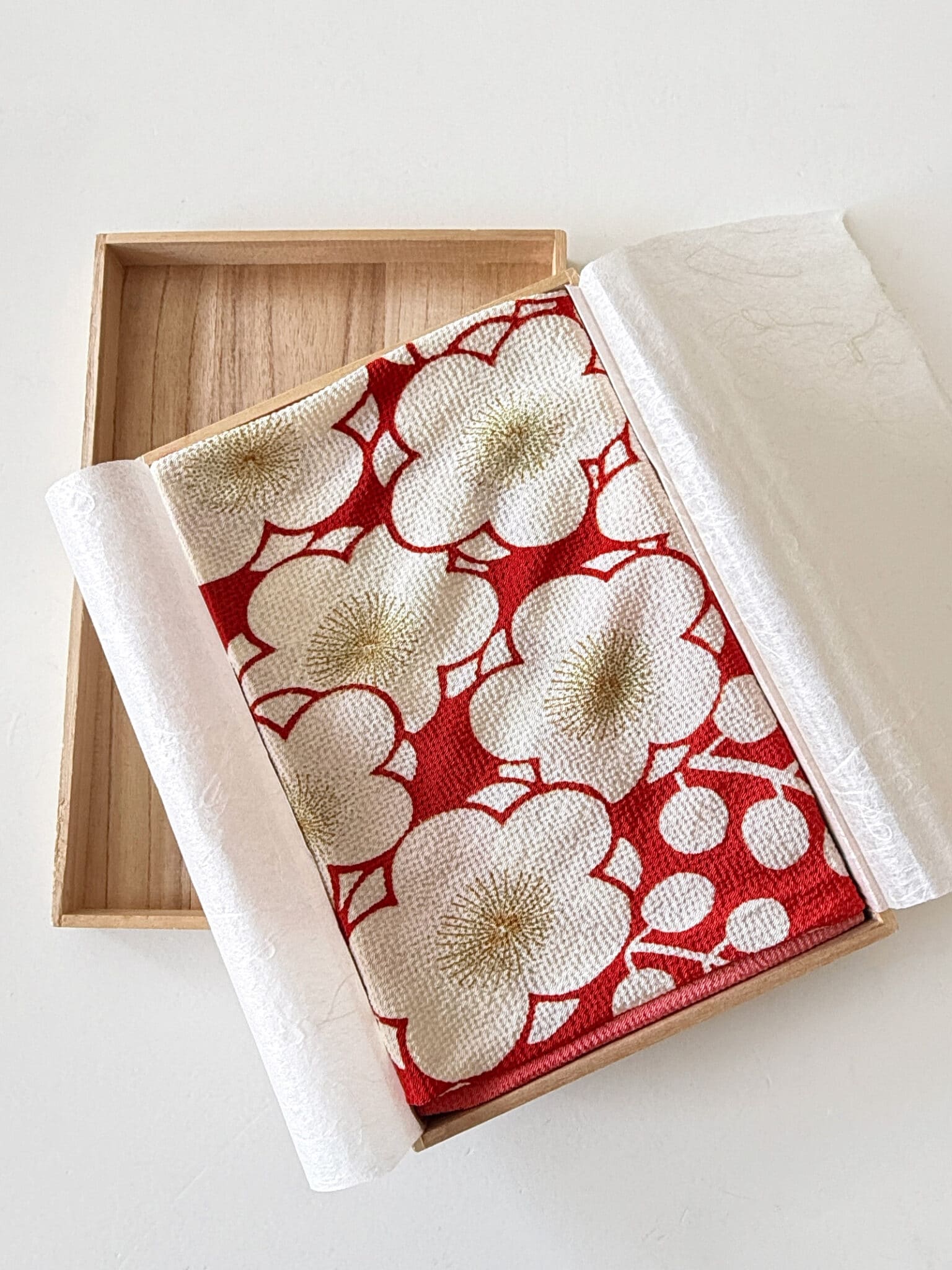 Vintage Chirimen silk Furoshiki with plum flower design
