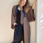 Vintage silk Nagajuban Kimono – warm brown – unisex