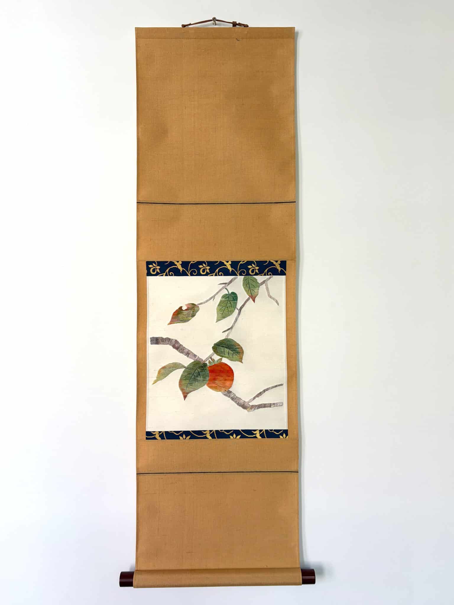 Vintage Kakejiku hanging scroll with hand-embroidery