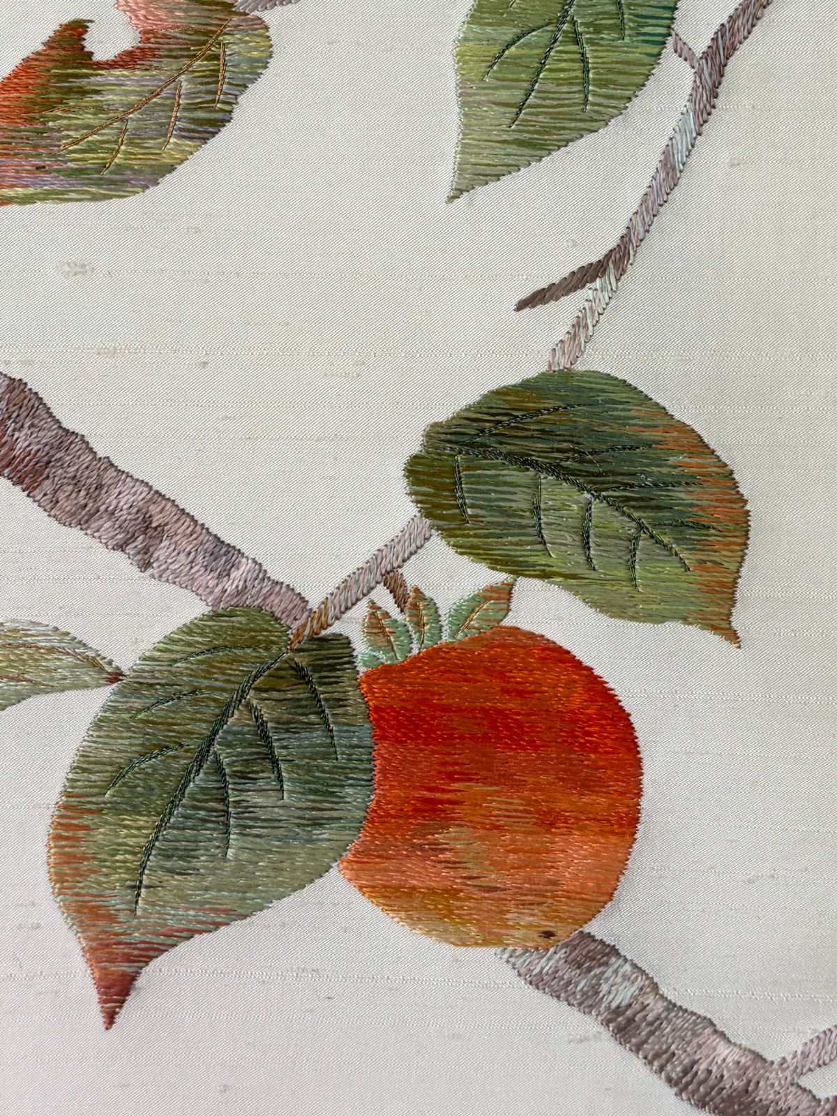 Vintage Kakejiku hanging scroll with hand-embroidery