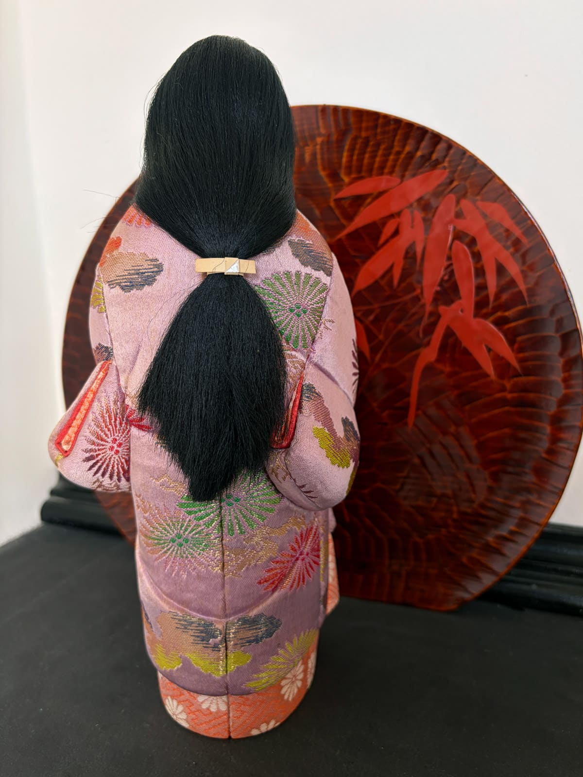 Vintage Kimekomi doll in silk purple Kimono netherlands natukashii