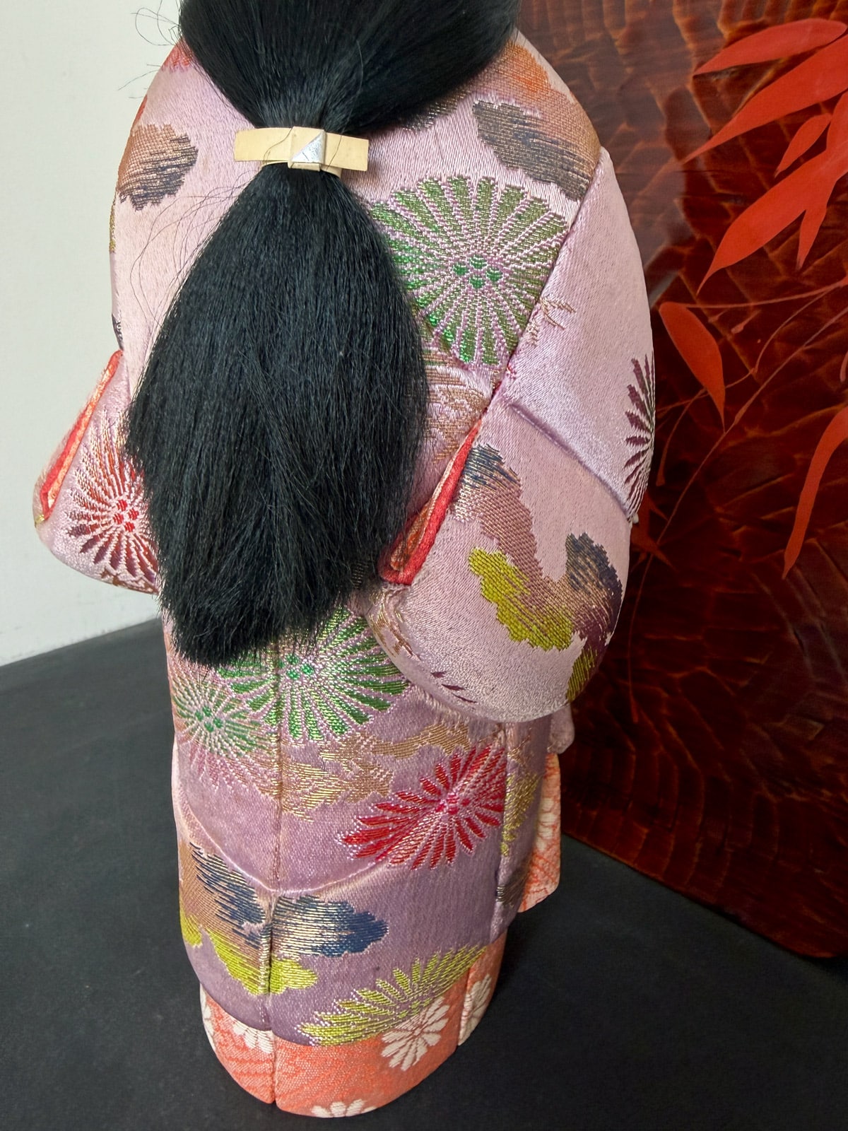 Vintage Kimekomi doll in silk purple Kimono netherlands natukashii