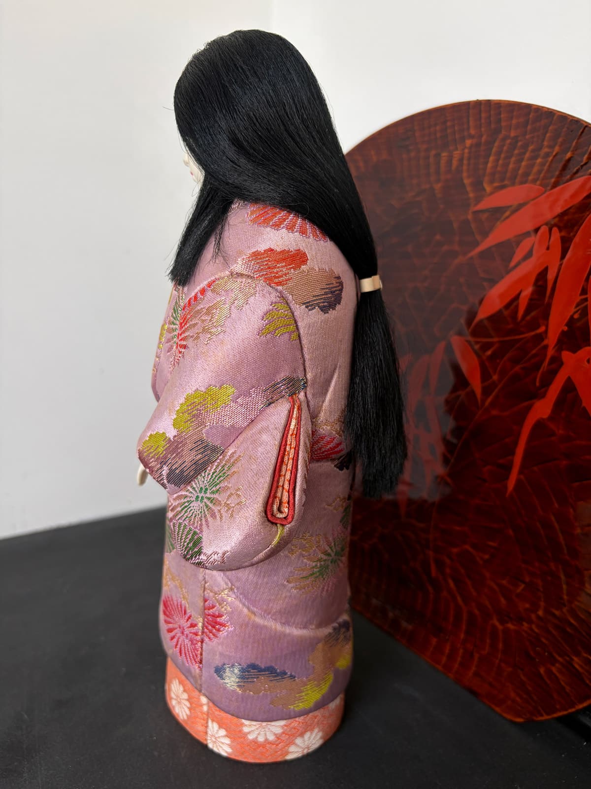 Vintage Kimekomi doll in silk purple Kimono netherlands natukashii