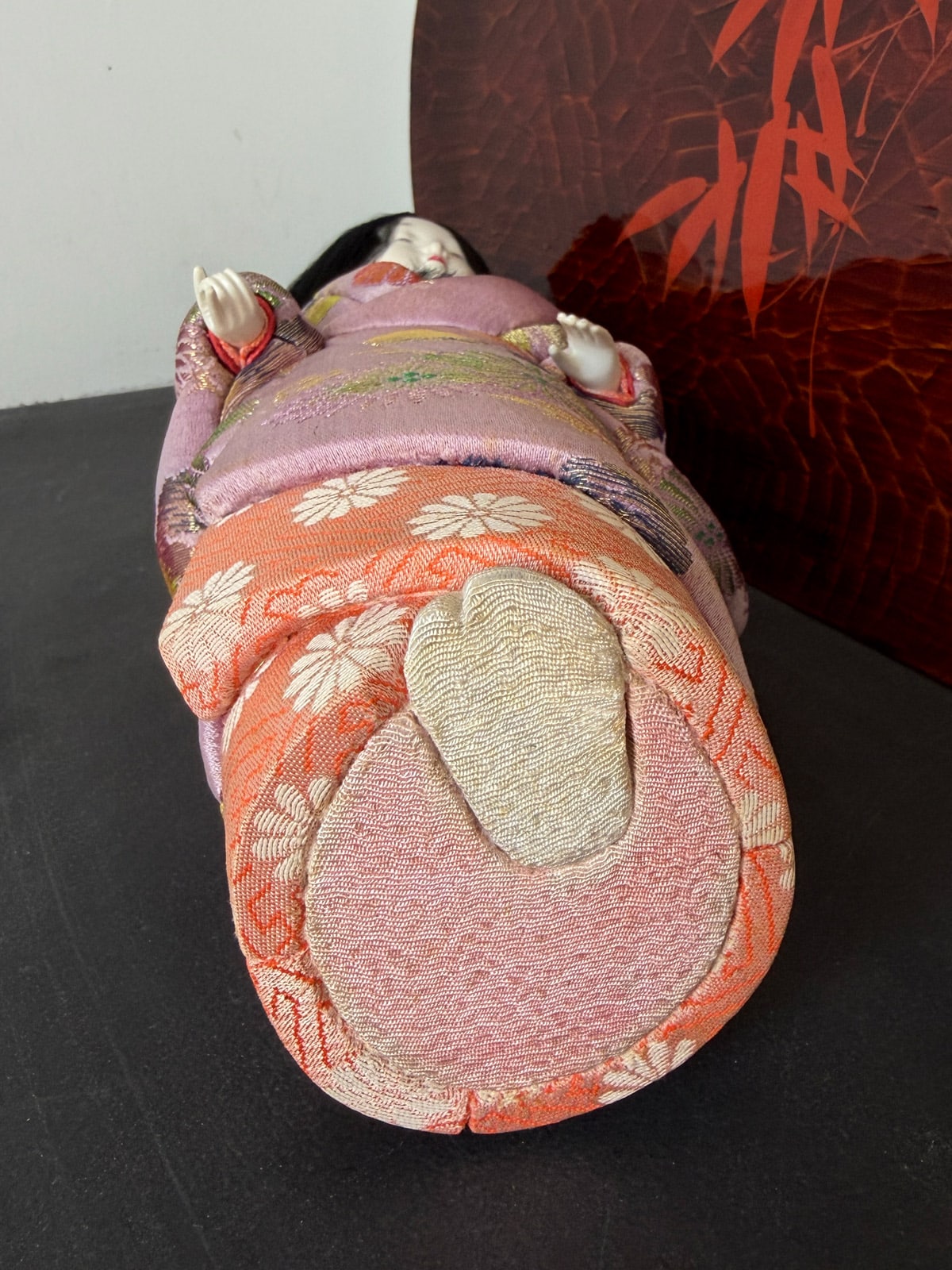 Vintage Kimekomi doll in silk purple Kimono netherlands natukashii