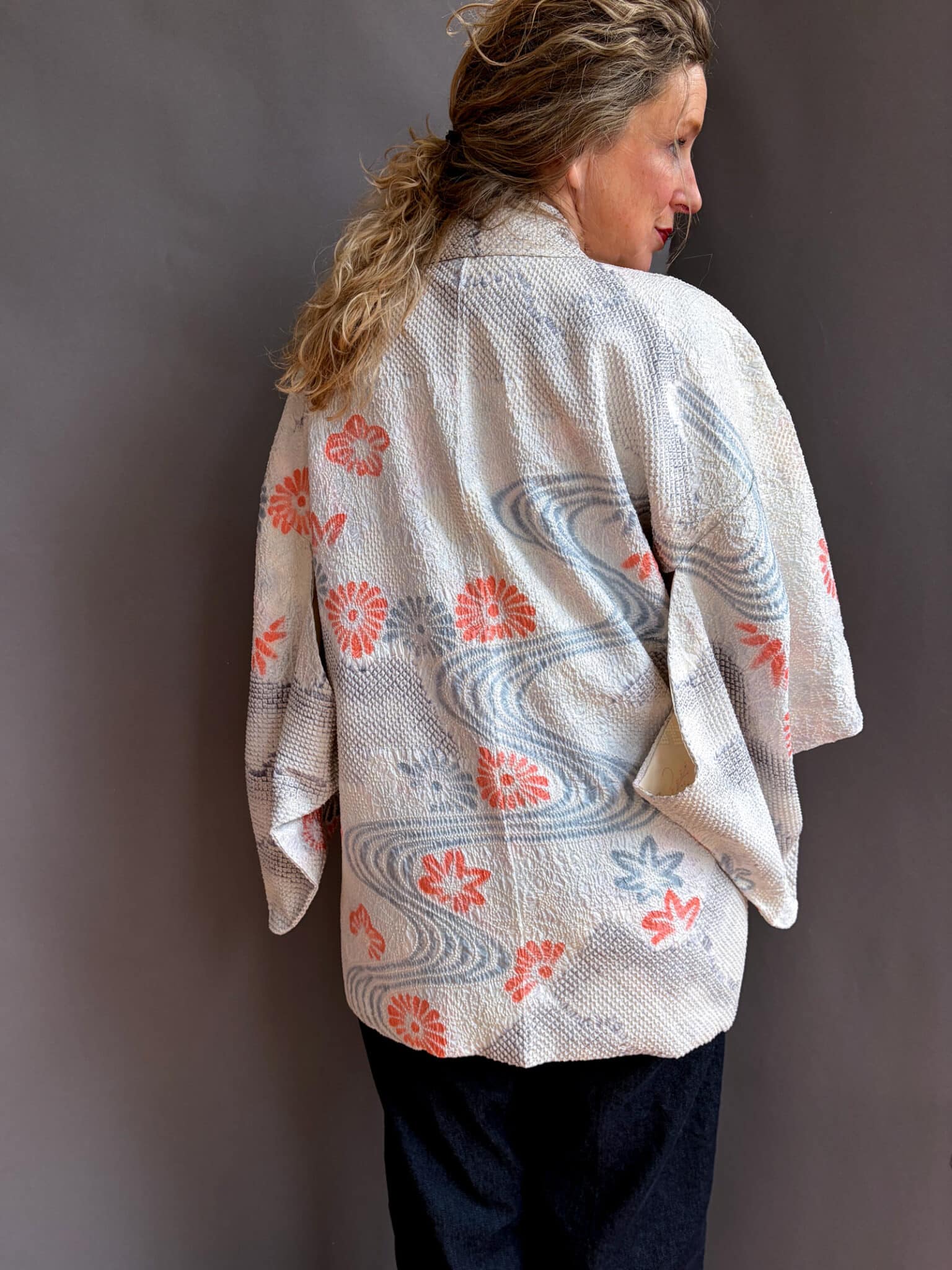 NOZOMI - Vintage silk Haori with stunning Shibori design kimono netherlands natukashii