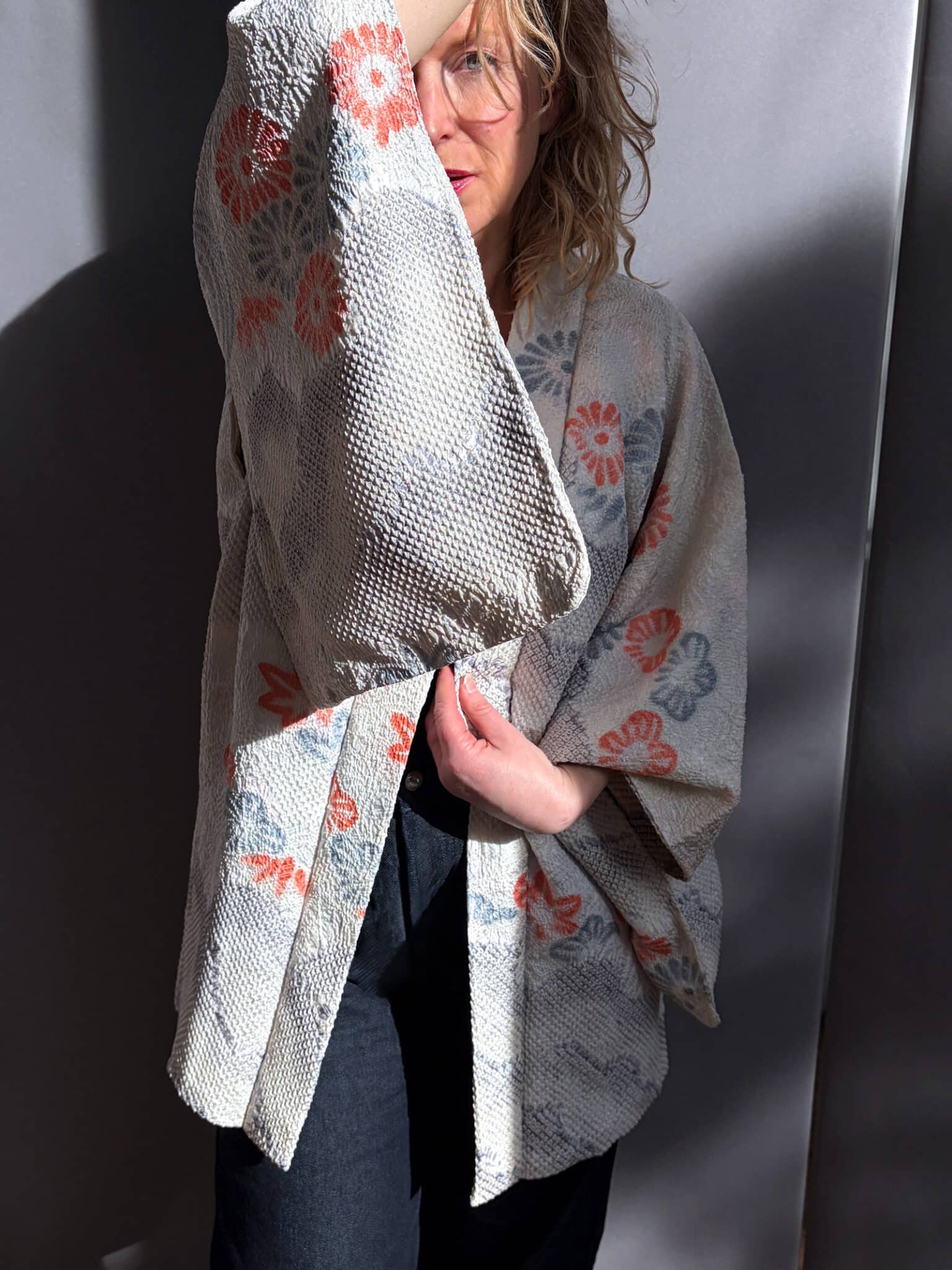 NOZOMI - Vintage silk Haori with stunning Shibori design kimono netherlands natukashii