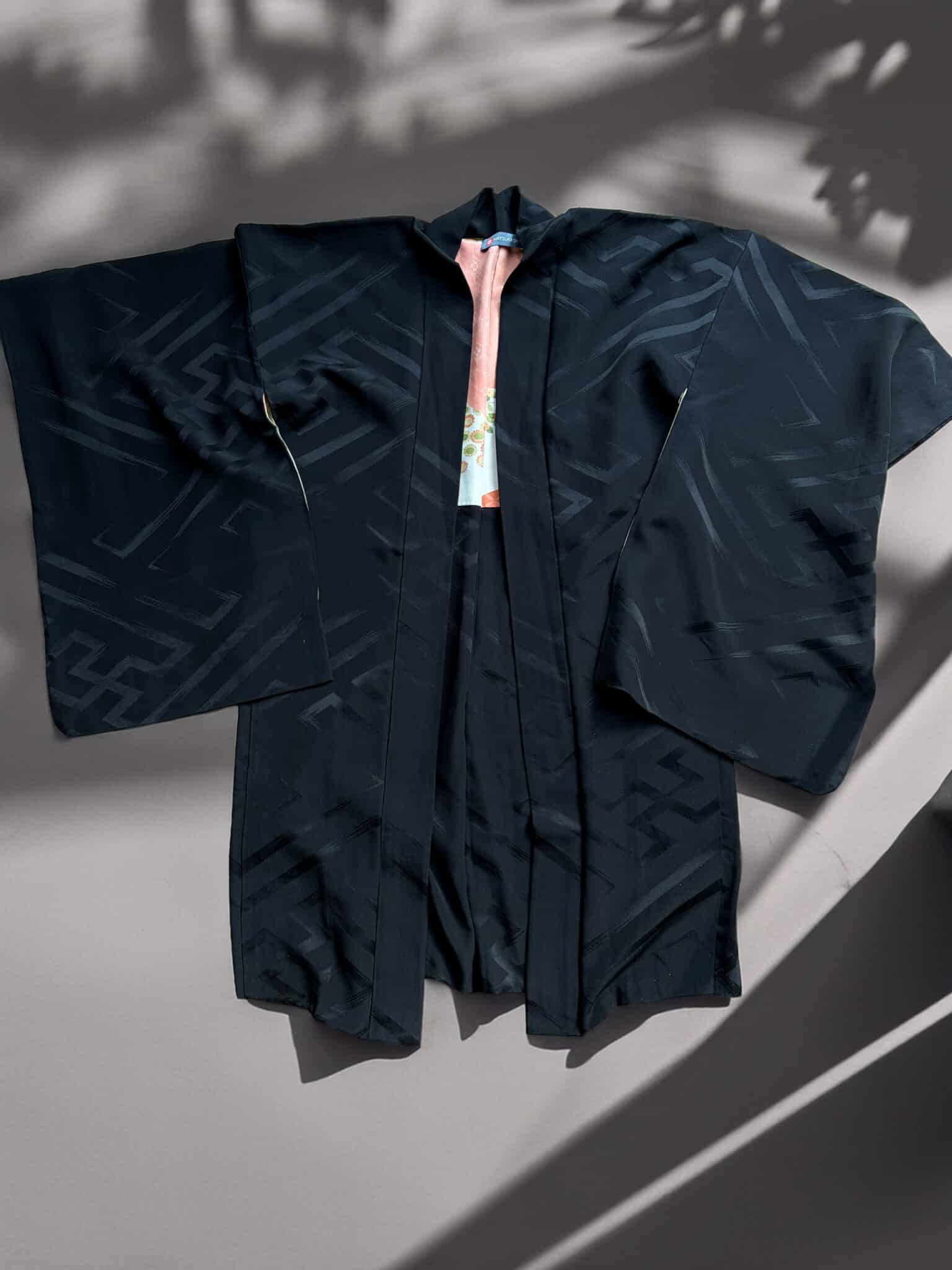 SAYAGATA – antique black SILK haori (kimono jacket)