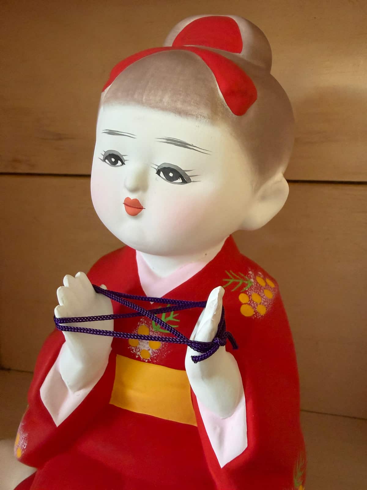 Vintage Hakata doll - Red kimono girl natsukashii netherlands