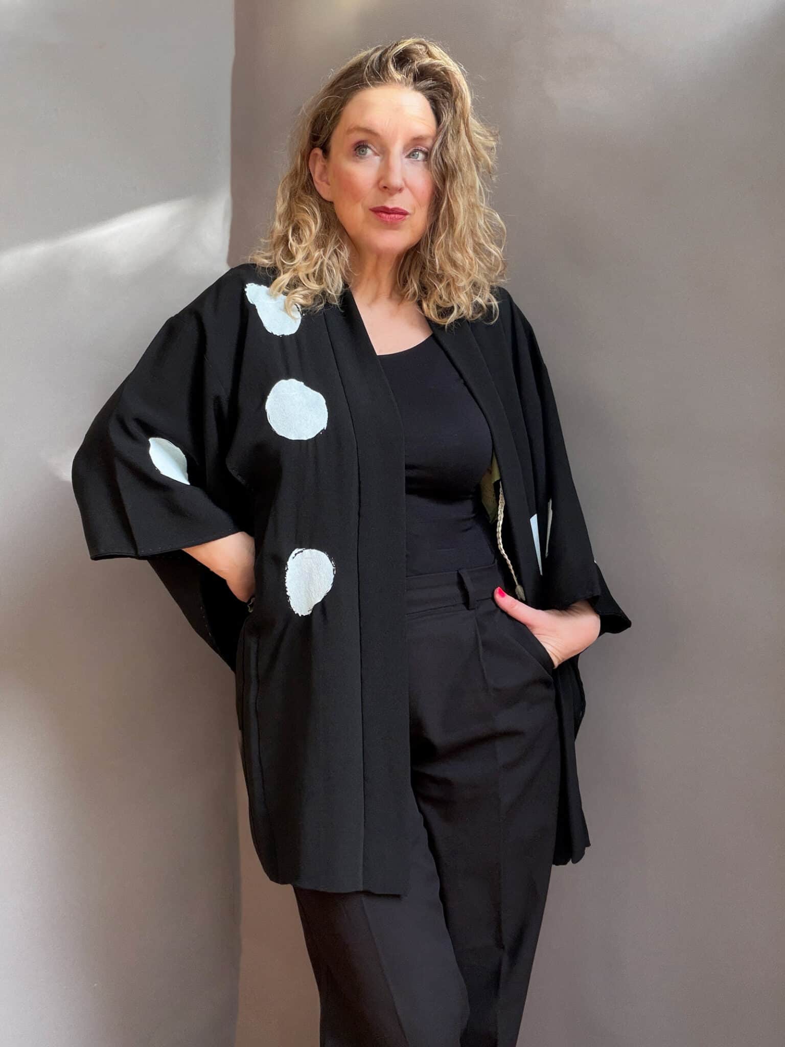 DOTTO - vintage silk black Haori • D.I.E.D. collab natsukashii polka dots