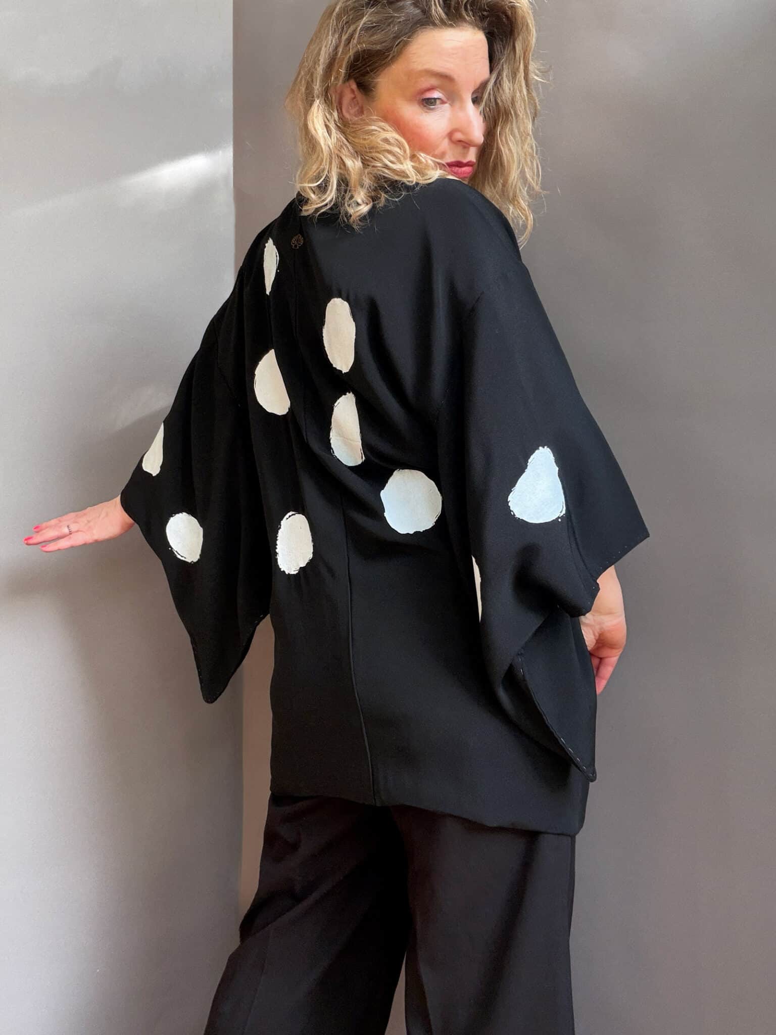 DOTTO - vintage silk black Haori • D.I.E.D. collab natsukashii polka dots