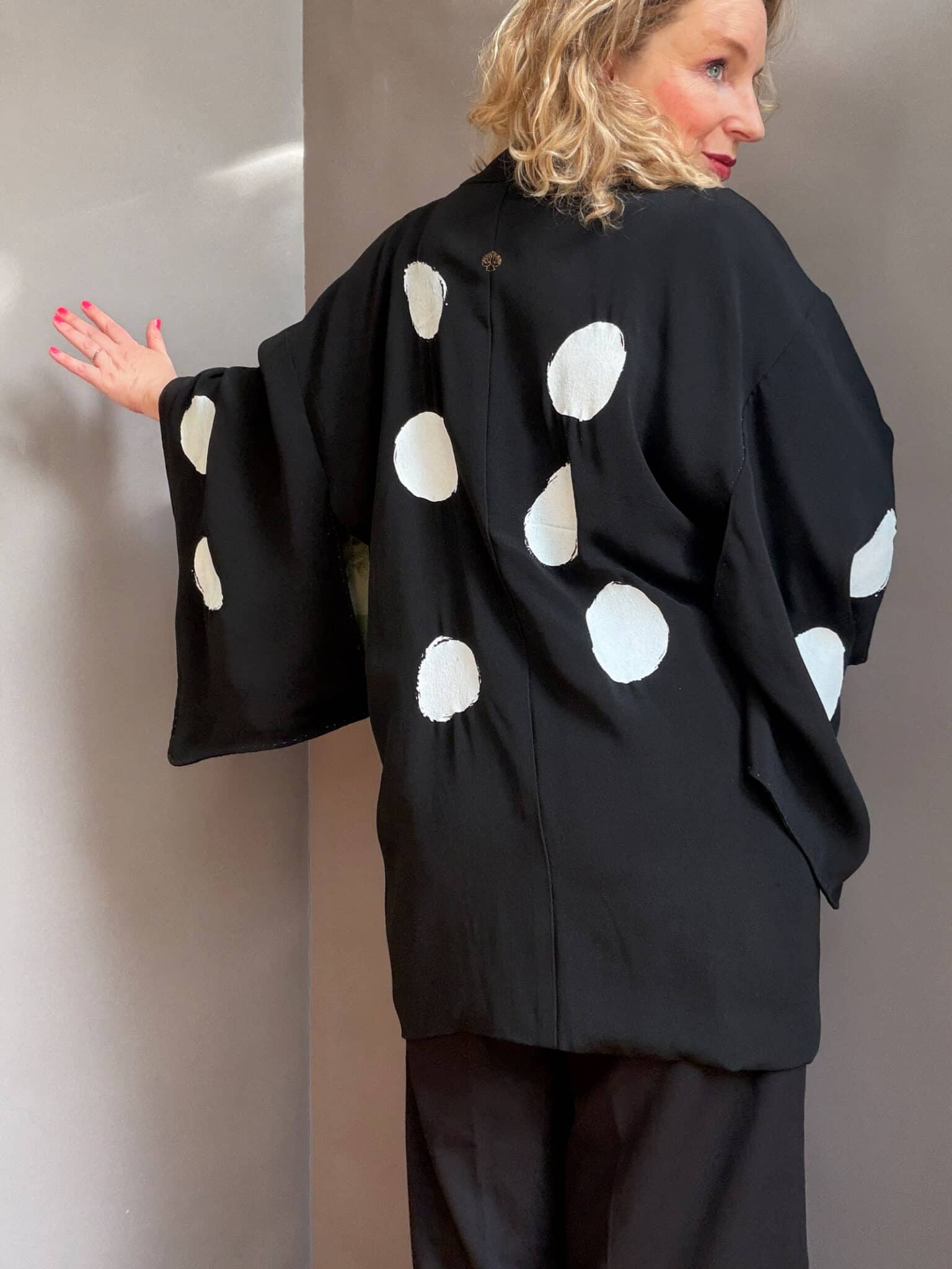 DOTTO - vintage silk black Haori • D.I.E.D. collab natsukashii polka dots