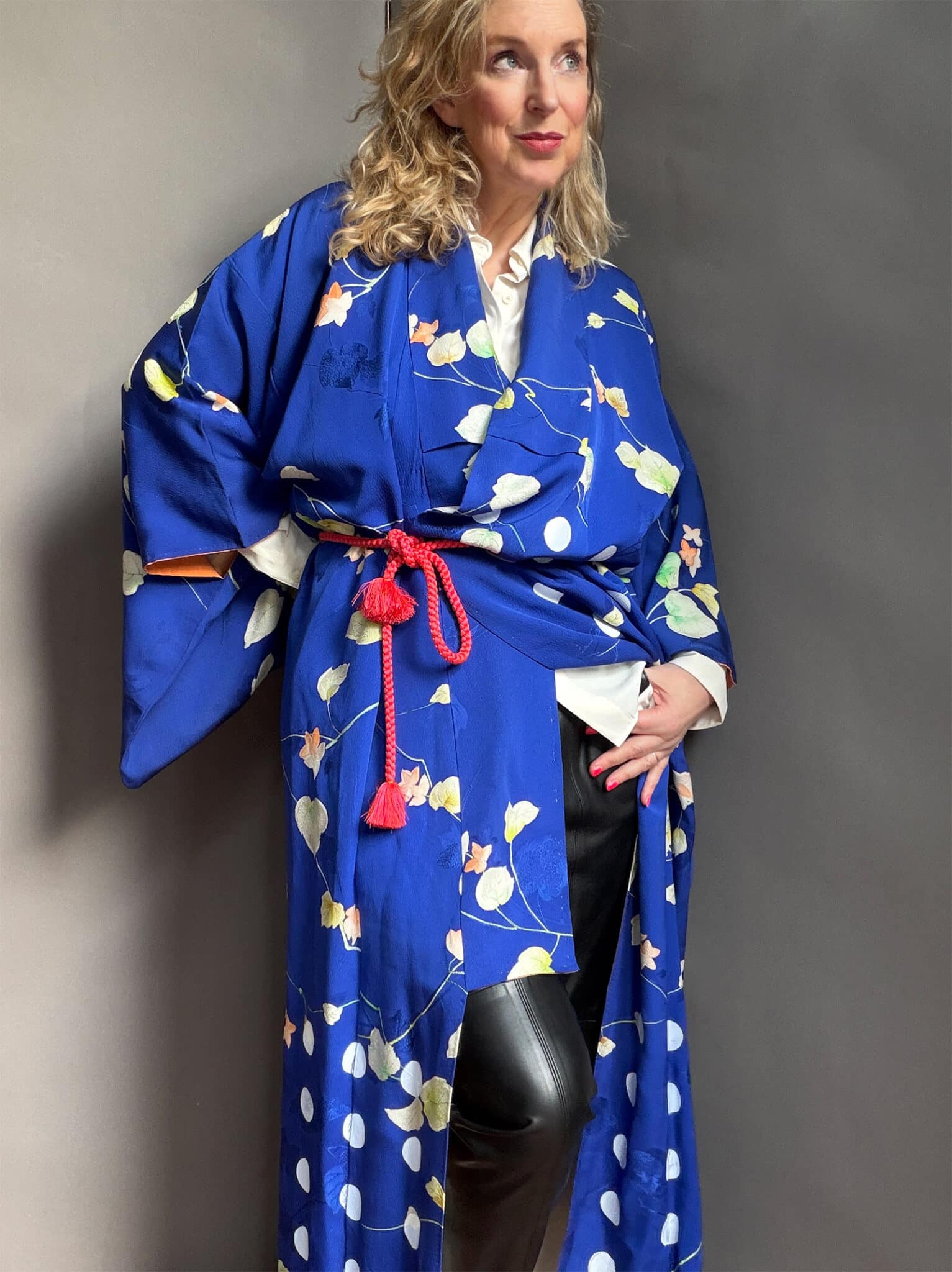 DAISY - vintage silk kimono • handprinted by D.I.E.D. NAtsukashii silkscreen netherlands kimono