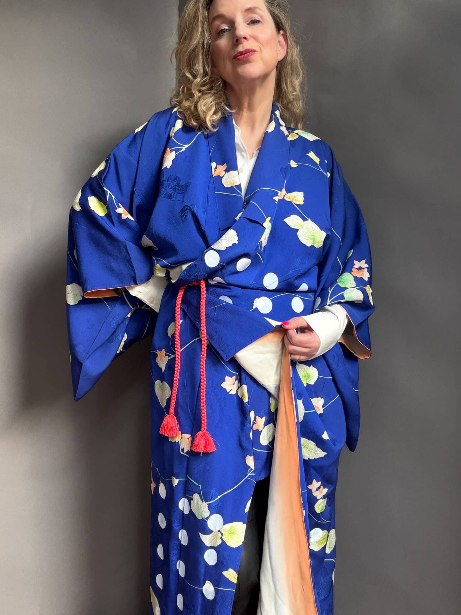 DAISY - vintage silk kimono • handprinted by D.I.E.D. NAtsukashii silkscreen netherlands kimono