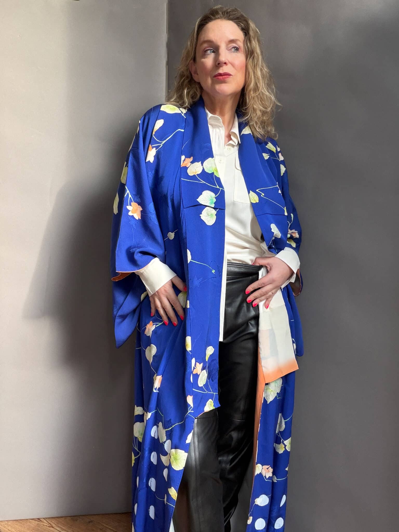 DAISY - vintage silk kimono • handprinted by D.I.E.D. NAtsukashii silkscreen netherlands kimono