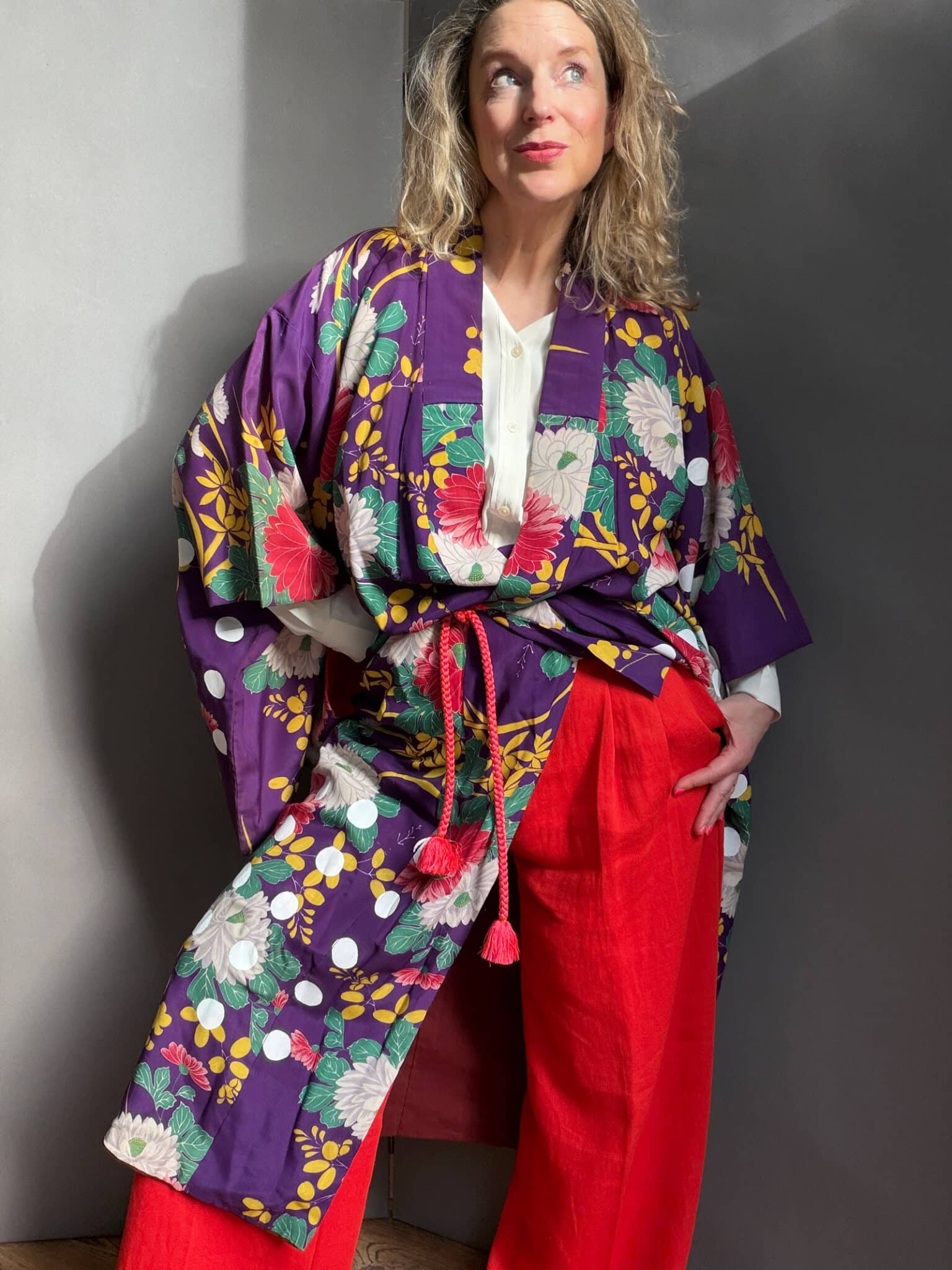 BIG BLUSH – antique silk kimono • handprinted by D.I.E.D.