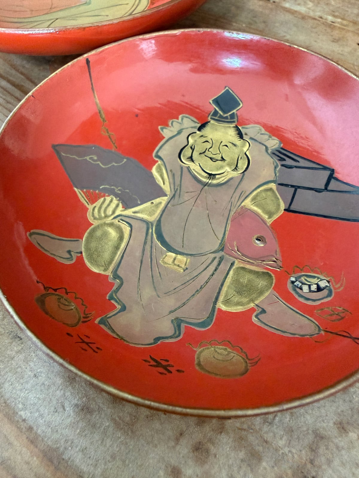 Antique lacquerware SAKAZUKI Sake cup set - Lucky Gods Natsukashii, netherlands