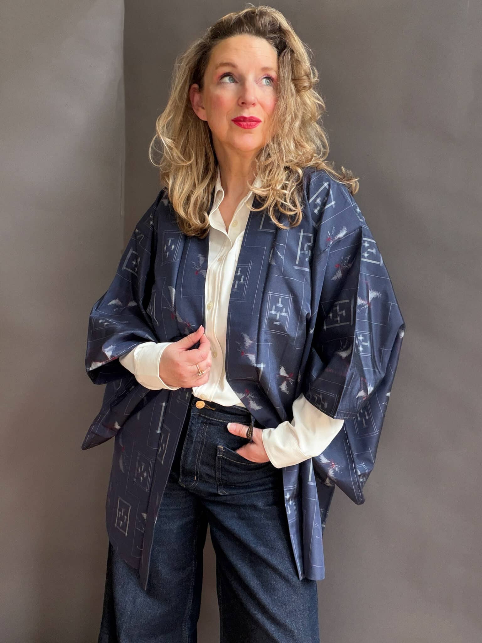 TSUMUGI – vintage Tsumugi silk Haori in jeans blue