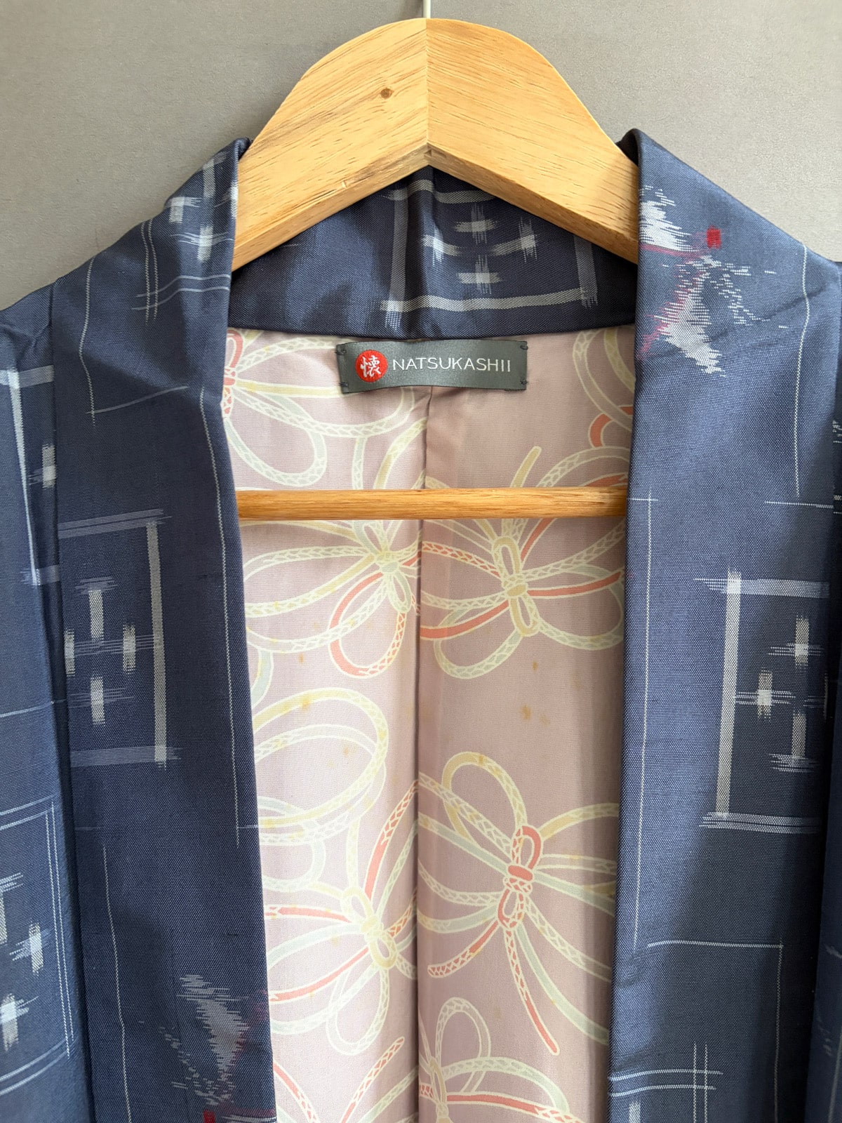 TSUMUGI - vintage Tsumugi silk Haori in jeans blue natsukashii silk netherlandskimono