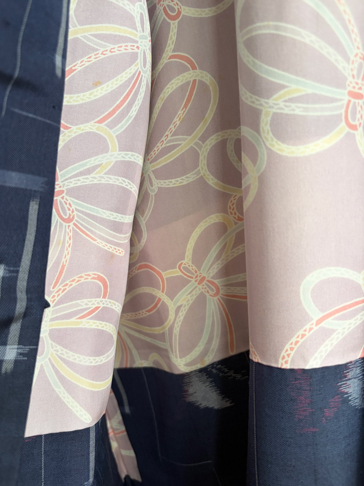 TSUMUGI - vintage Tsumugi silk Haori in jeans blue natsukashii silk netherlandskimono
