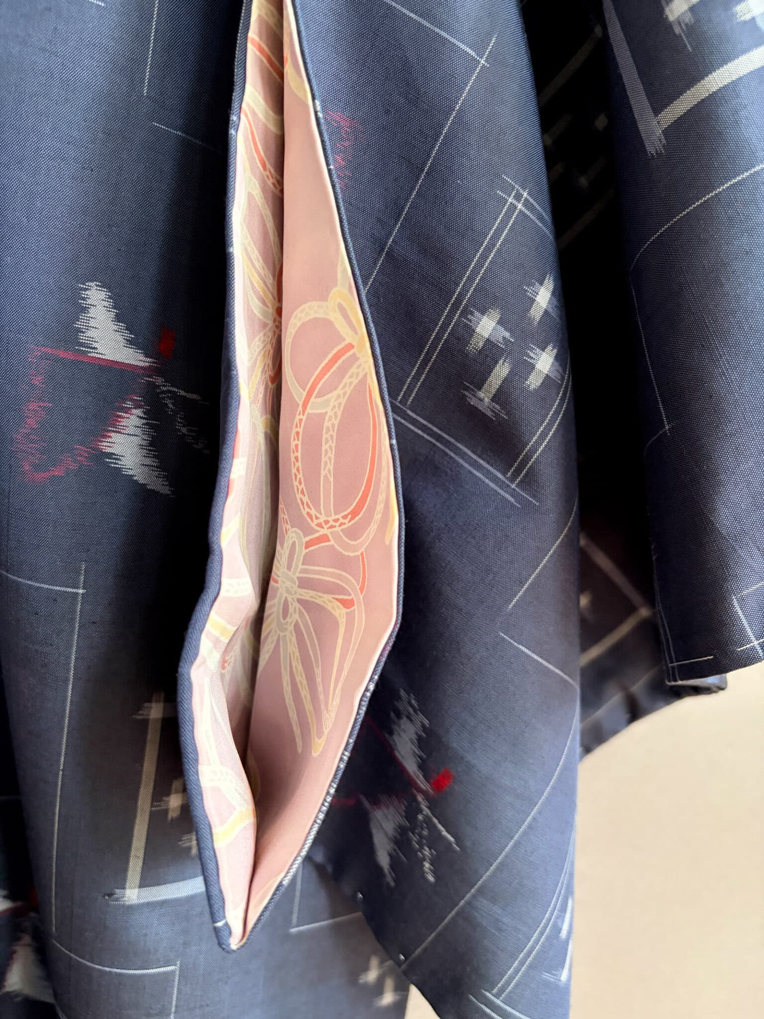 TSUMUGI - vintage Tsumugi silk Haori in jeans blue natsukashii silk netherlandskimono